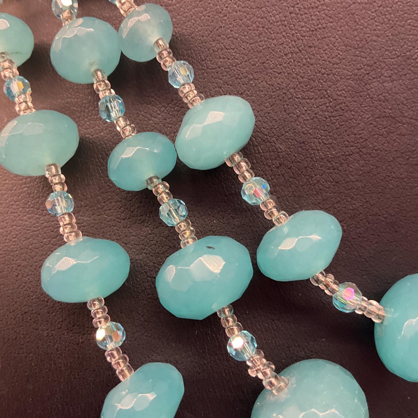 Vintage Butler and Wilson Statement Blue and Green Milk Glass Crystal Beaded Necklace