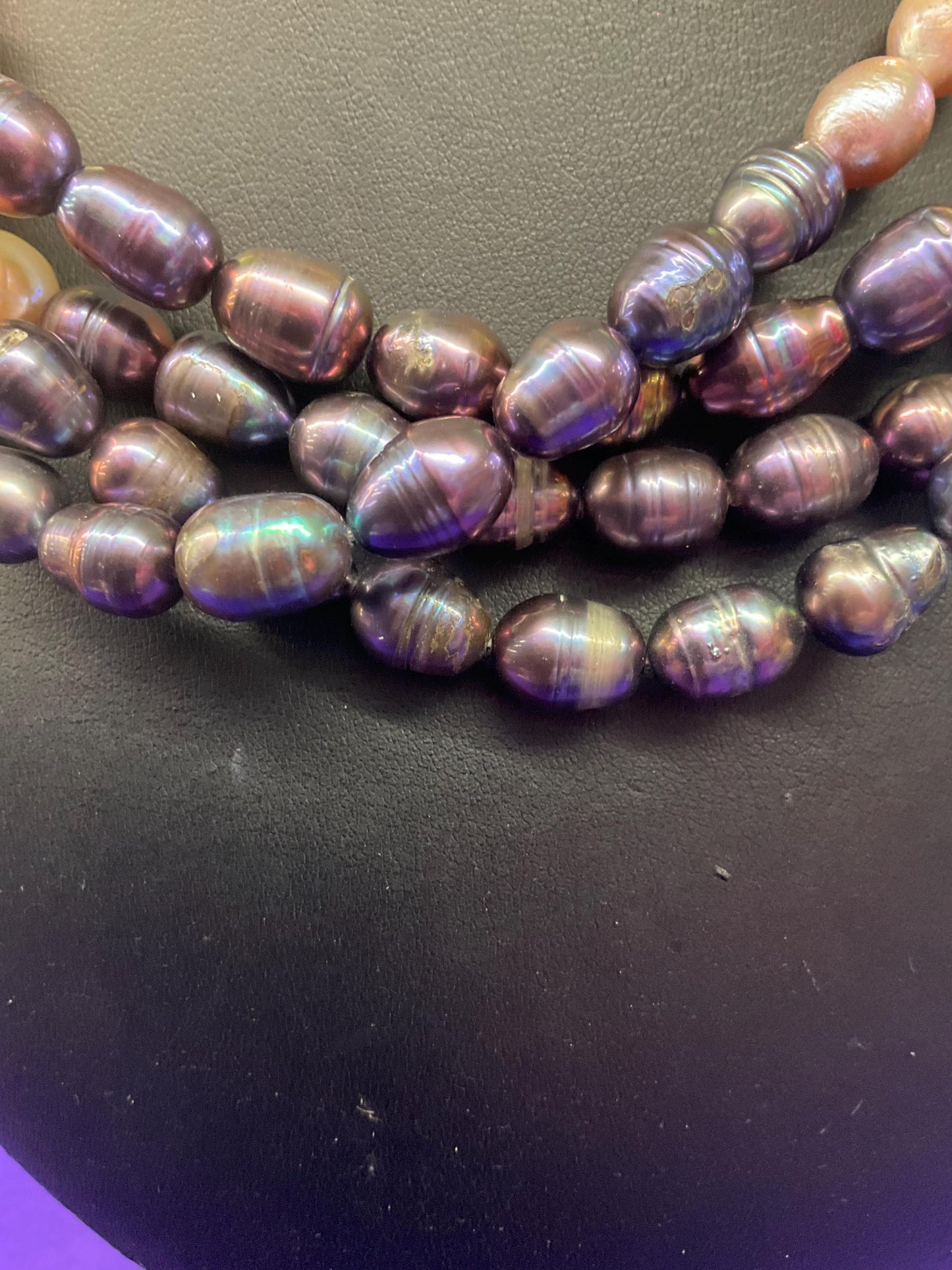 Vintage Butler and Wilson Statement Fresh Water Pearl Multistrand Necklace, Organic Oyster and purple Baroque Pearls