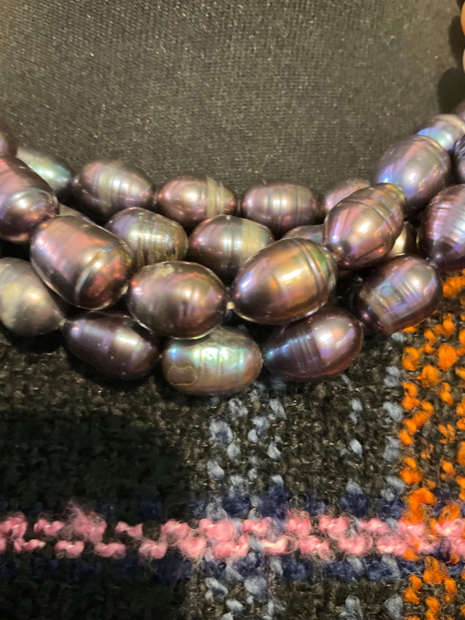 Vintage Butler and Wilson Statement Fresh Water Pearl Multistrand Necklace, Organic Oyster and purple Baroque Pearls