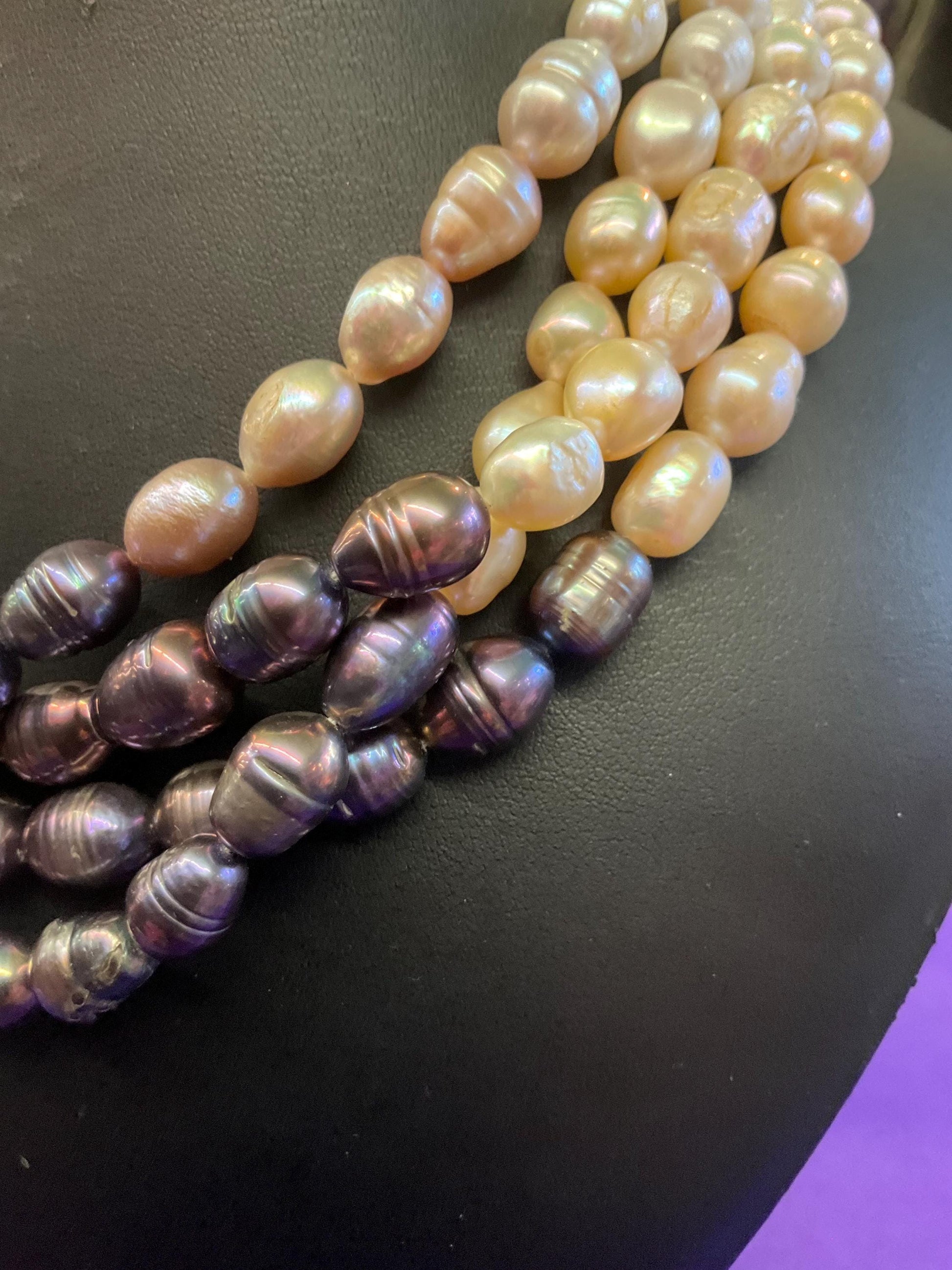 Vintage Butler and Wilson Statement Fresh Water Pearl Multistrand Necklace, Organic Oyster and purple Baroque Pearls