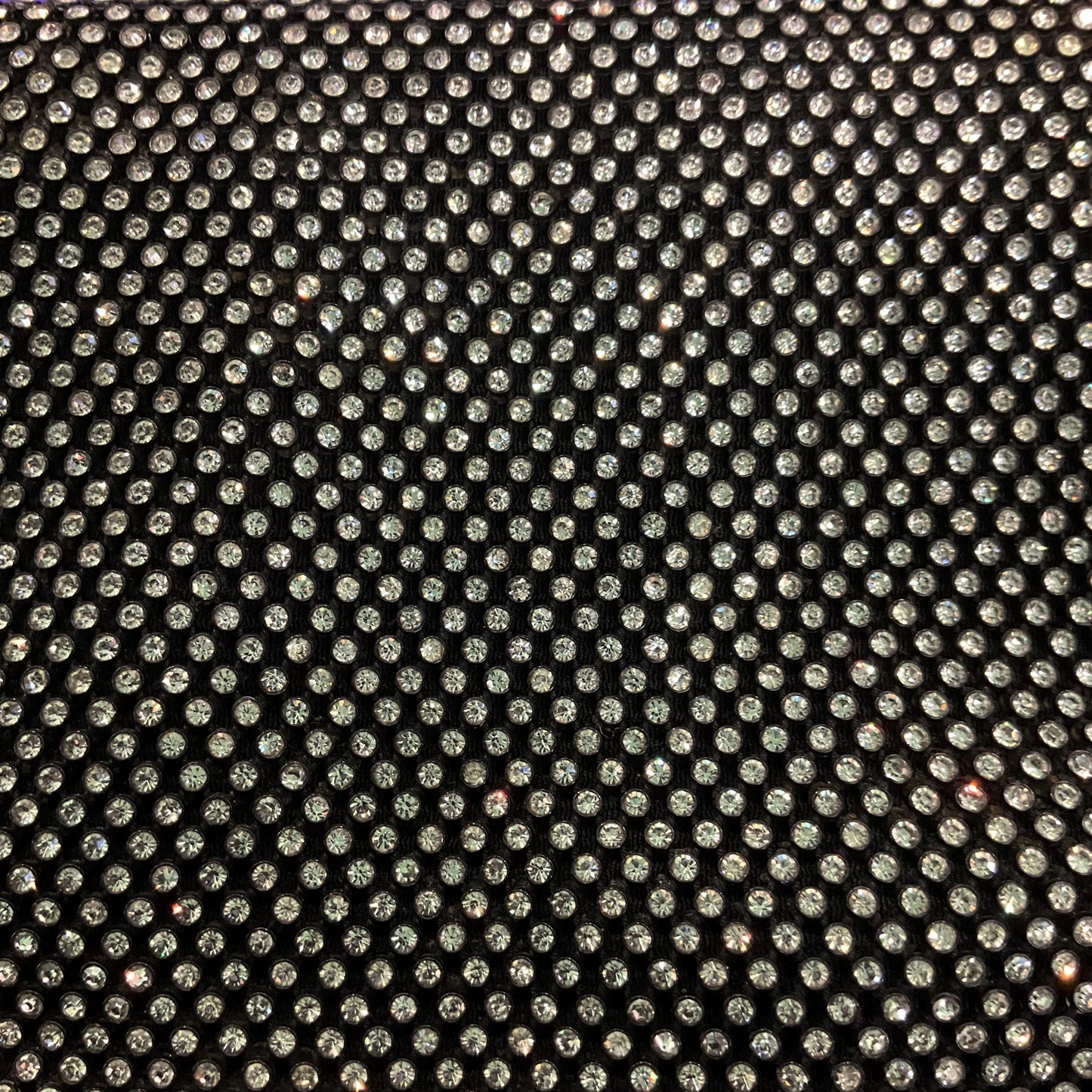 vintage 1930s Black crepe clutch bag with silver crystals