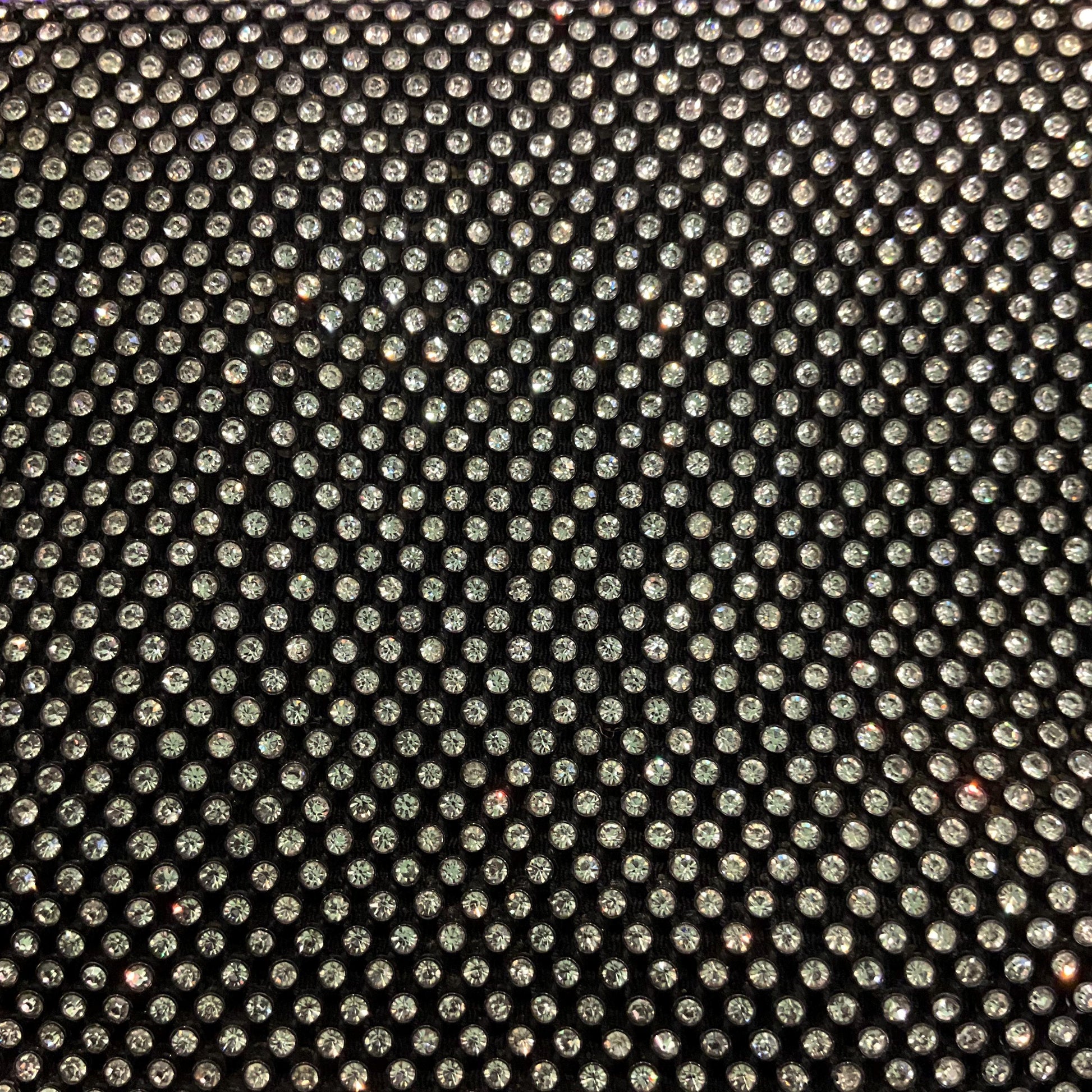 vintage 1930s Black crepe clutch bag with silver crystals