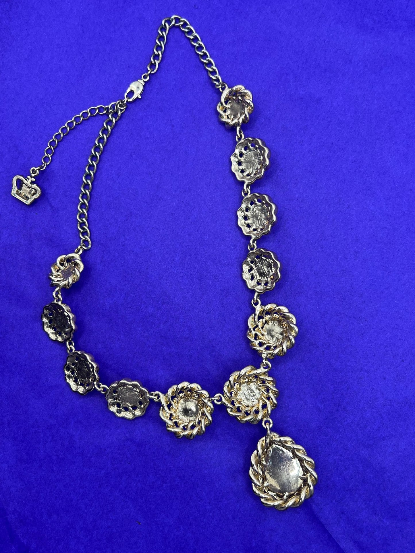 Vintage Butler and Wilson Statement Regency style gold tone faux pearl Y drop necklace