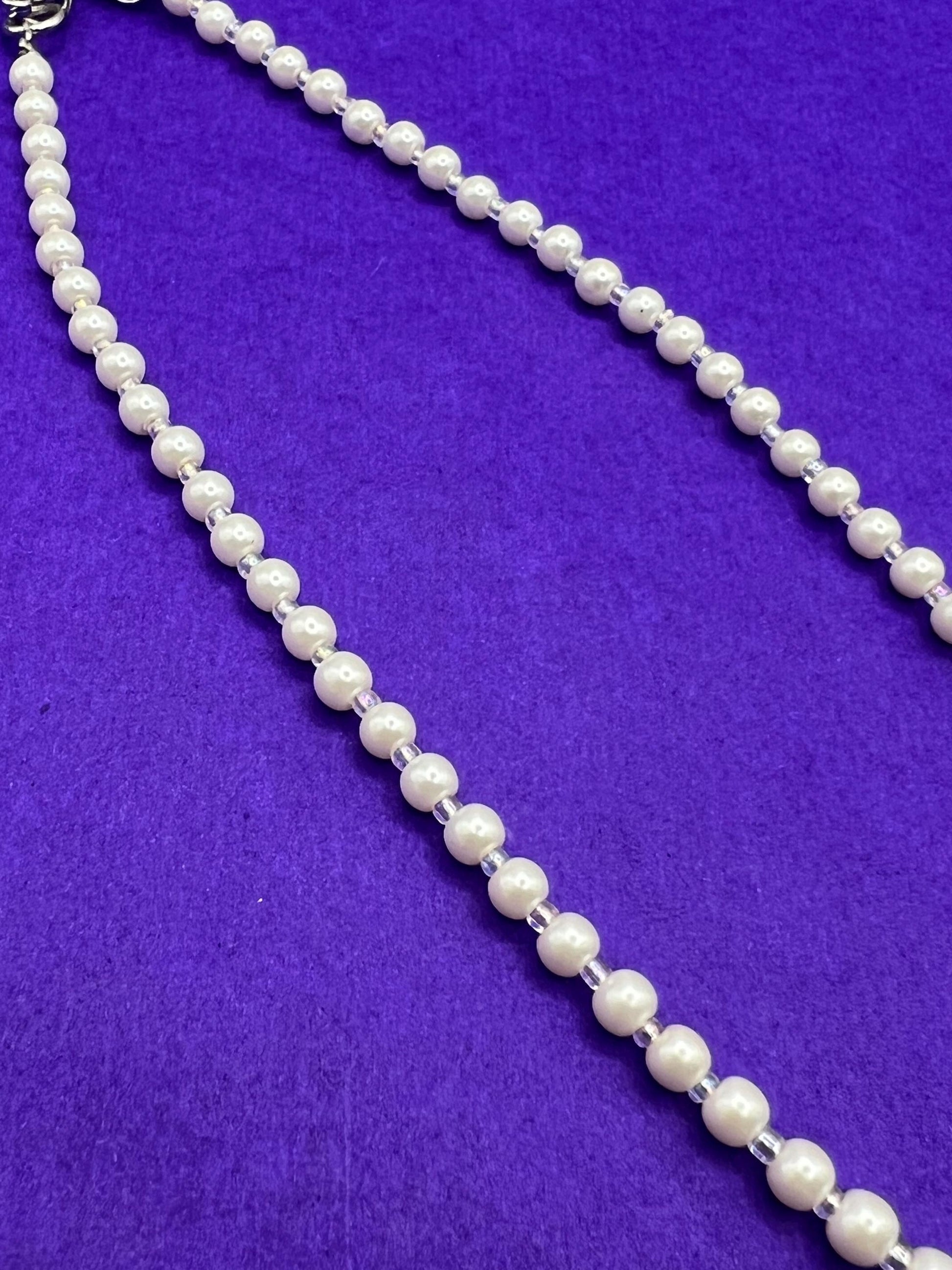 Vintage Butler and Wilson Oyster Coloured Fresh Water Pearl Floral Necklace, signed as new
