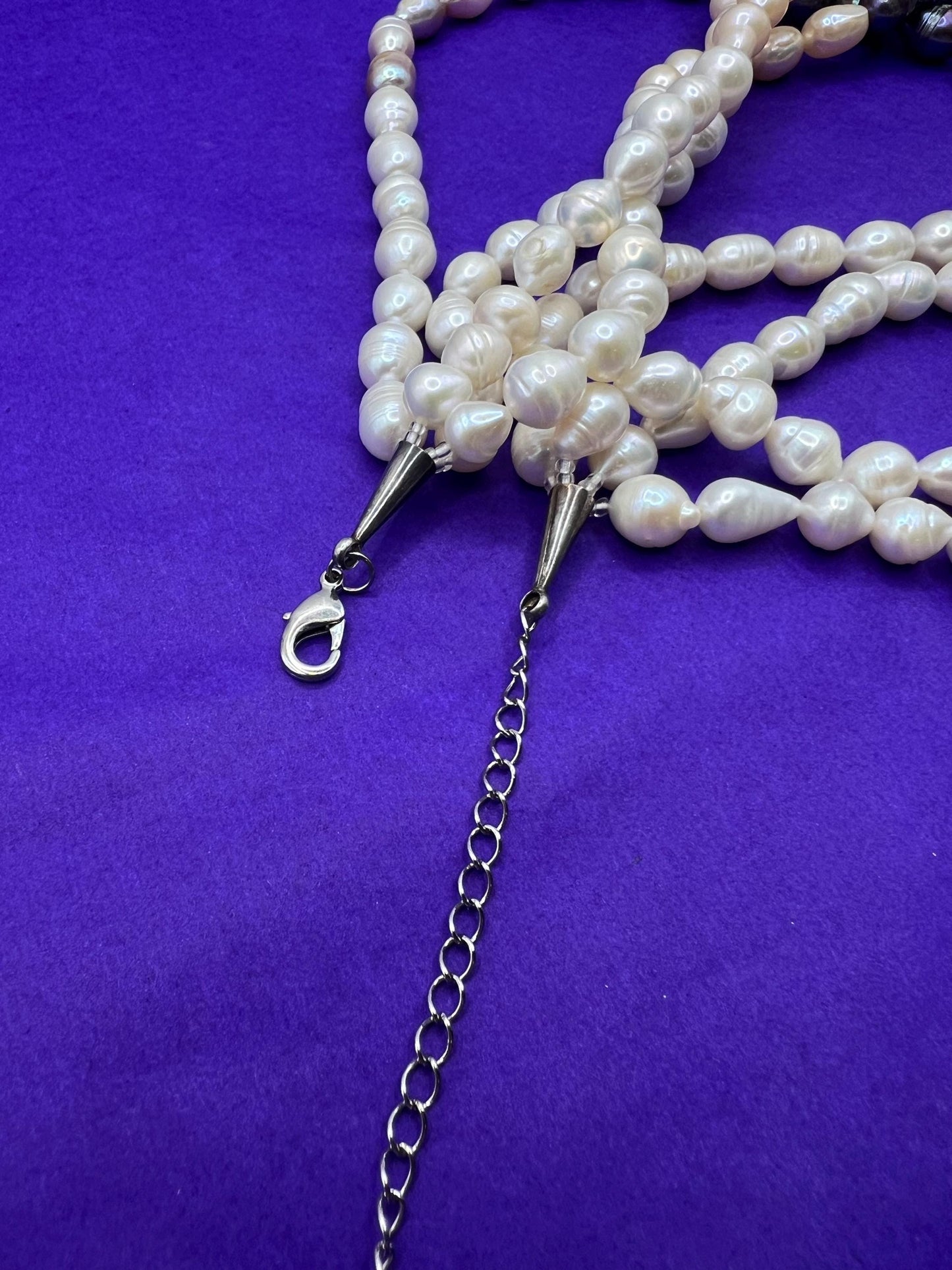 Vintage Butler and Wilson Statement Fresh Water Pearl Multistrand Necklace, Organic Oyster and purple Baroque Pearls