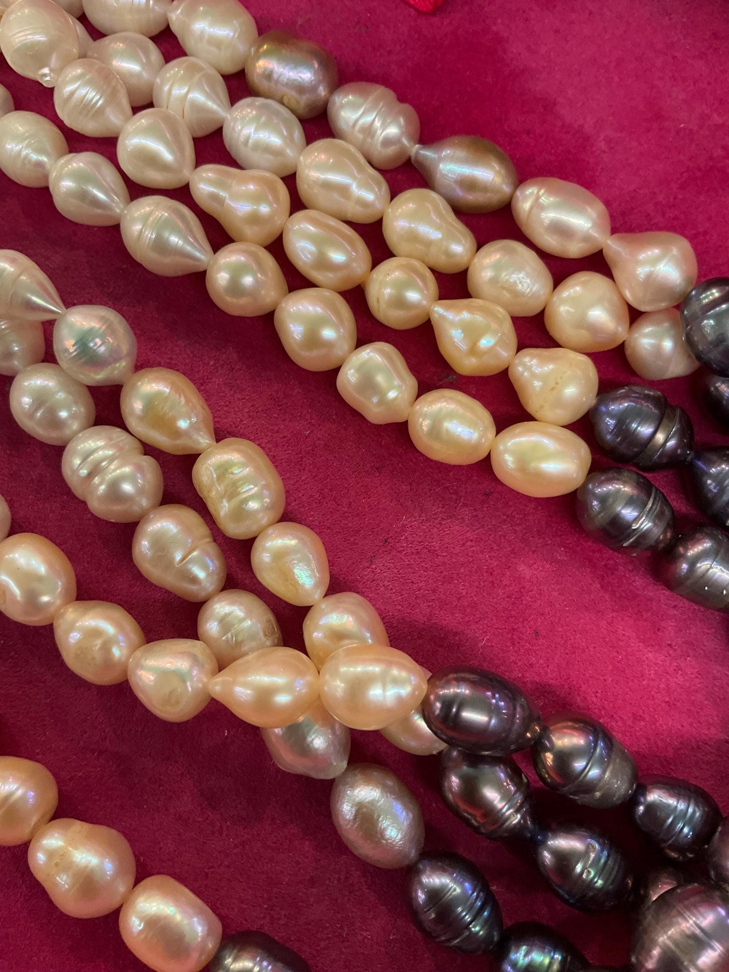 Vintage Butler and Wilson Statement Fresh Water Pearl Multistrand Necklace, Organic Oyster and purple Baroque Pearls
