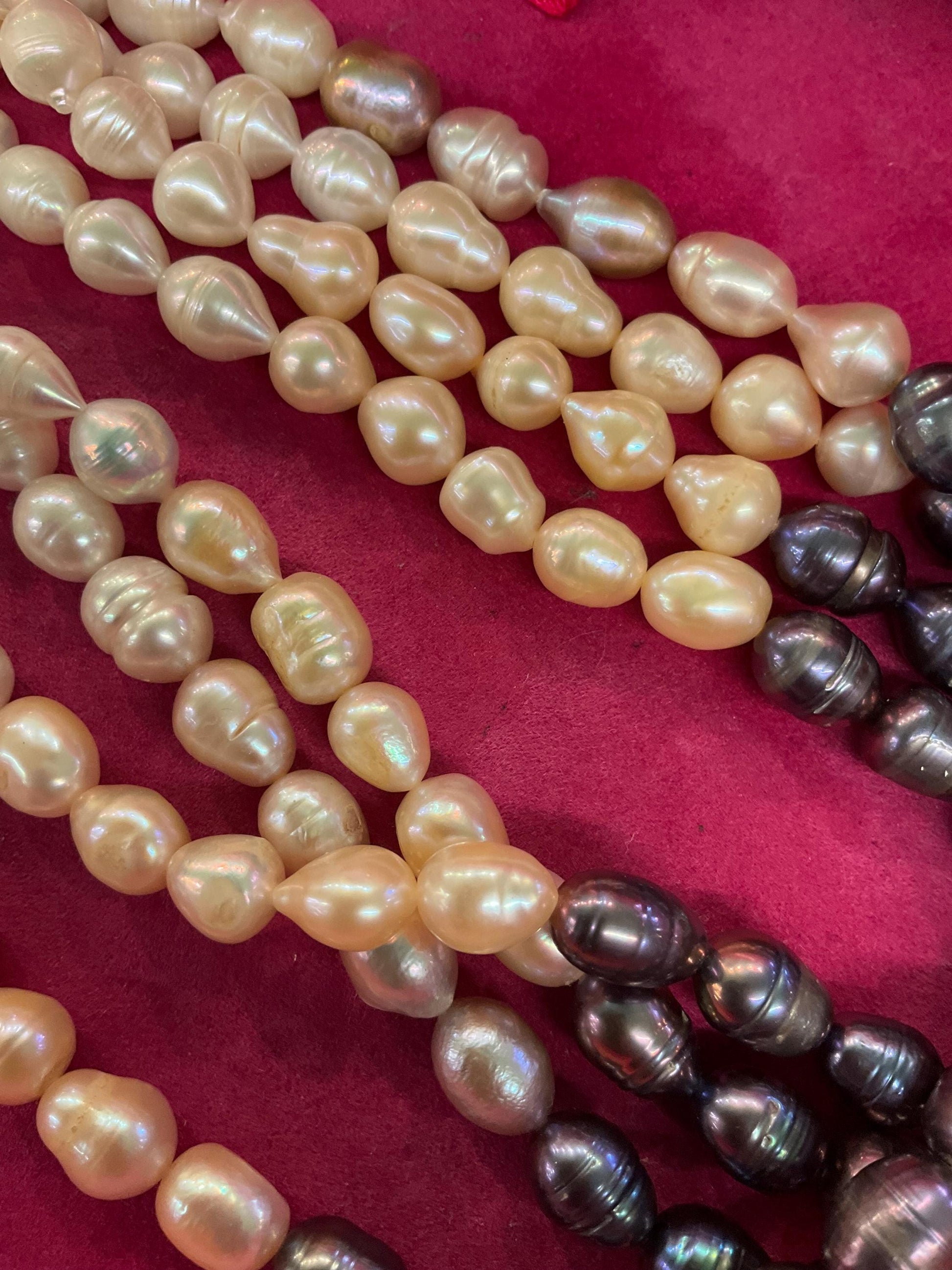 Vintage Butler and Wilson Statement Fresh Water Pearl Multistrand Necklace, Organic Oyster and purple Baroque Pearls