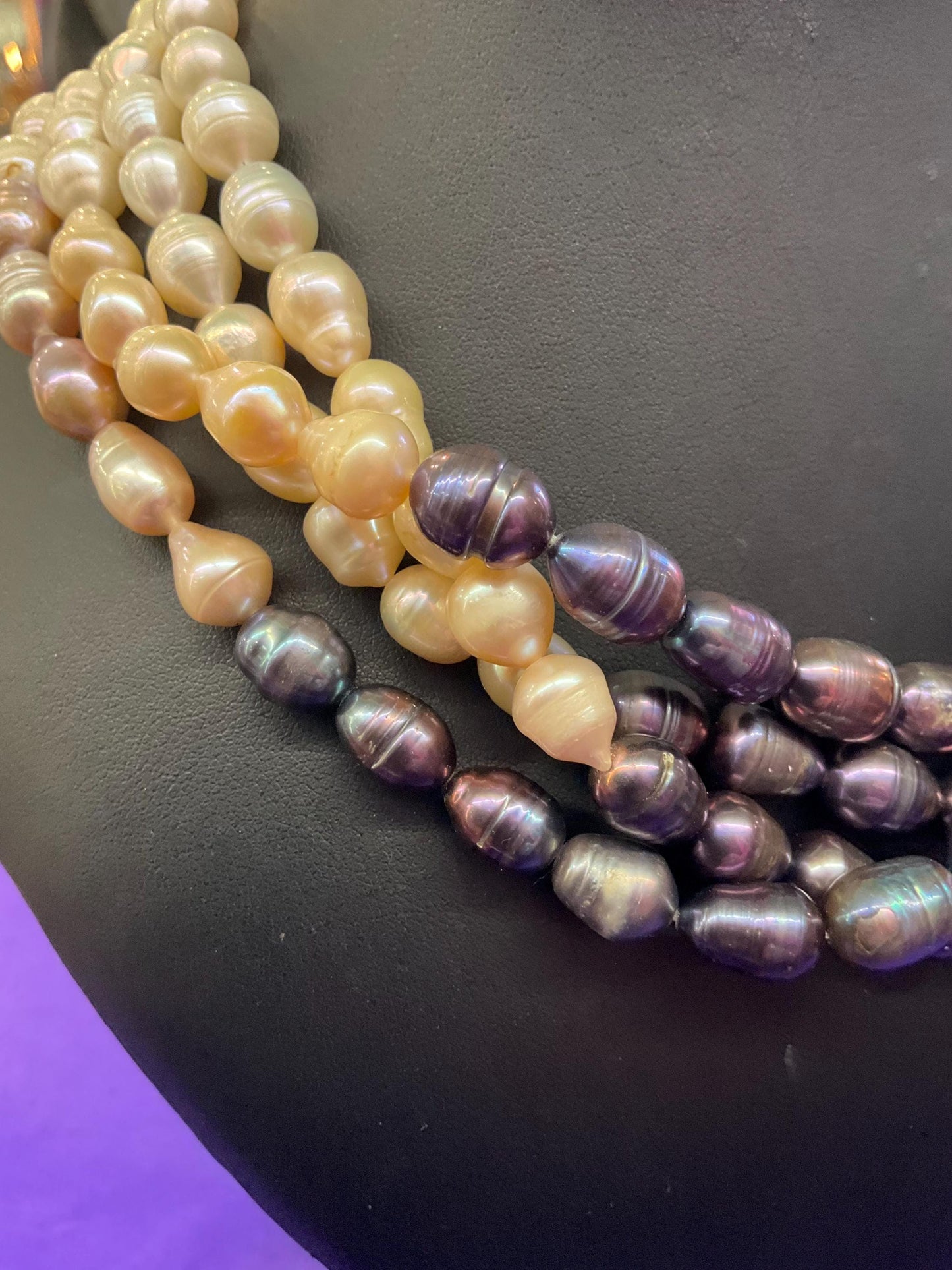 Vintage Butler and Wilson Statement Fresh Water Pearl Multistrand Necklace, Organic Oyster and purple Baroque Pearls