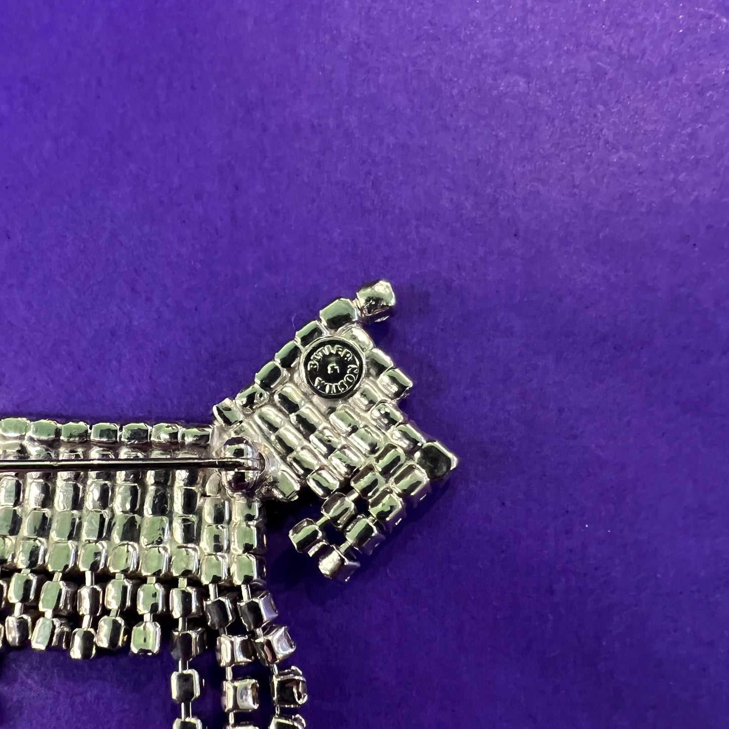 Vintage Butler and Wilson Art Deco Style Crystal Scottie Dog Brooch, silver tone and rhinestones