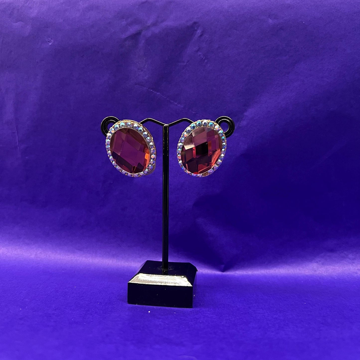 Vintage Butler and Wilson Large Crystal Clip on Earrings, gold tone with crystal and rhinestones