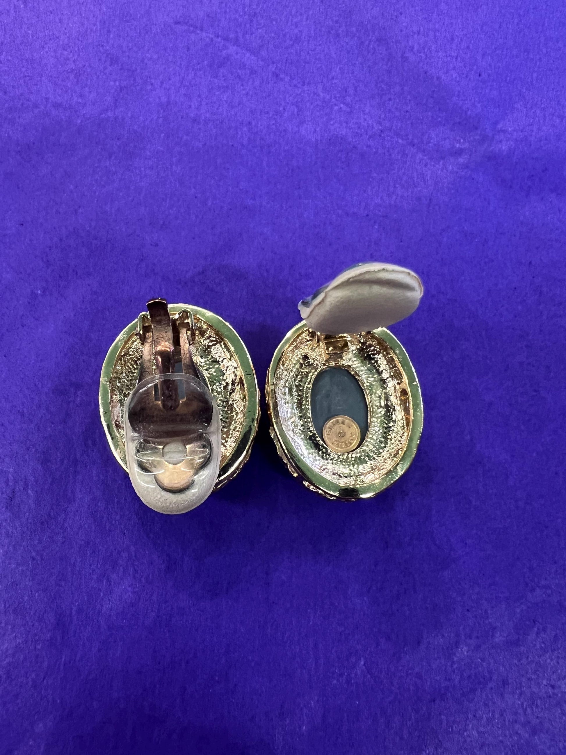 Vintage Butler and Wilson Large Crystal Clip on Earrings, gold tone with crystal and rhinestones