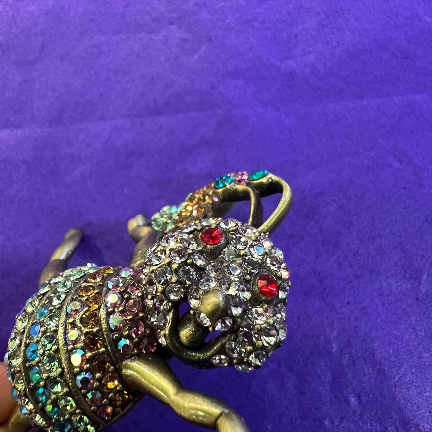 Vintage Butler and Wilson Crystal Dancing Bee Brooch, Old gold tone with pastel Ombré rhinestones