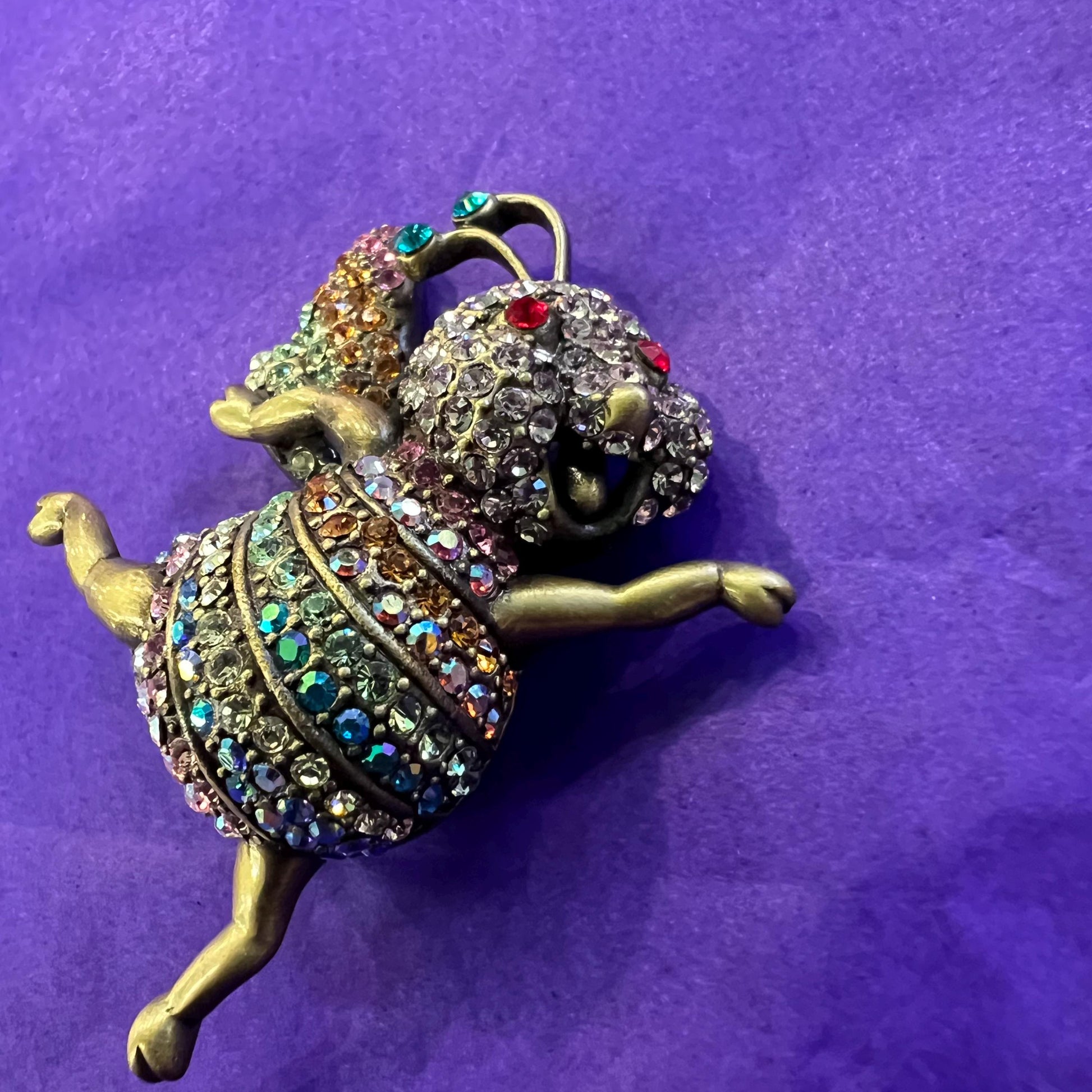 Vintage Butler and Wilson Crystal Dancing Bee Brooch, Old gold tone with pastel Ombré rhinestones