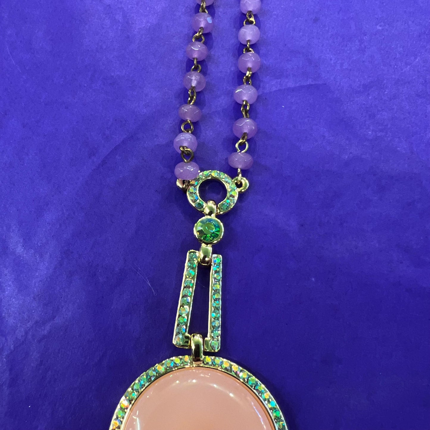 Vintage Butler and Wilson Art Deco Style Crystal Geometric Beaded Necklace, large donut crystal and borealis rhinestones