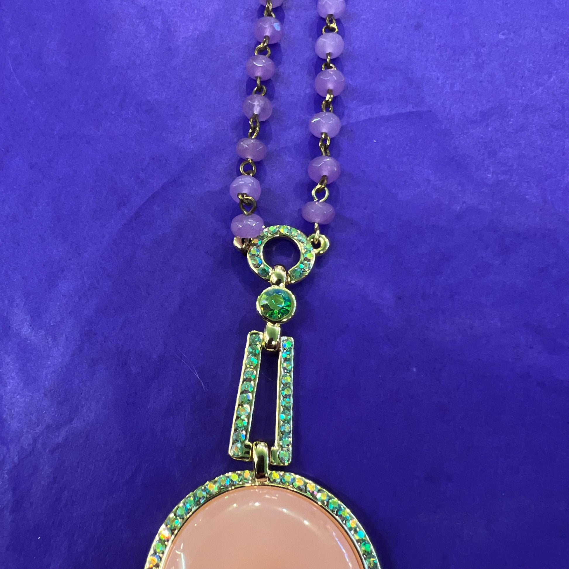 Vintage Butler and Wilson Art Deco Style Crystal Geometric Beaded Necklace, large donut crystal and borealis rhinestones