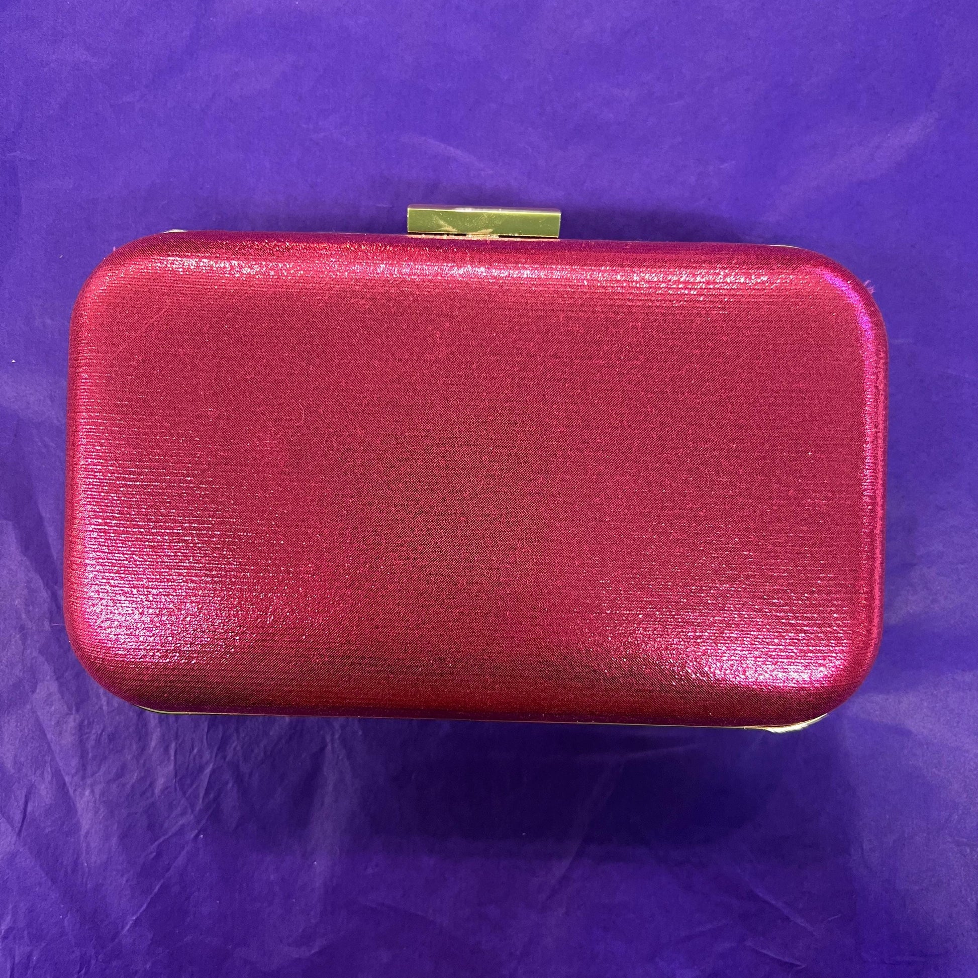 Vintage Pink and Silver Bejewelled Lurex Box Clutch Hand or Shoulder Bag by MILISENTE