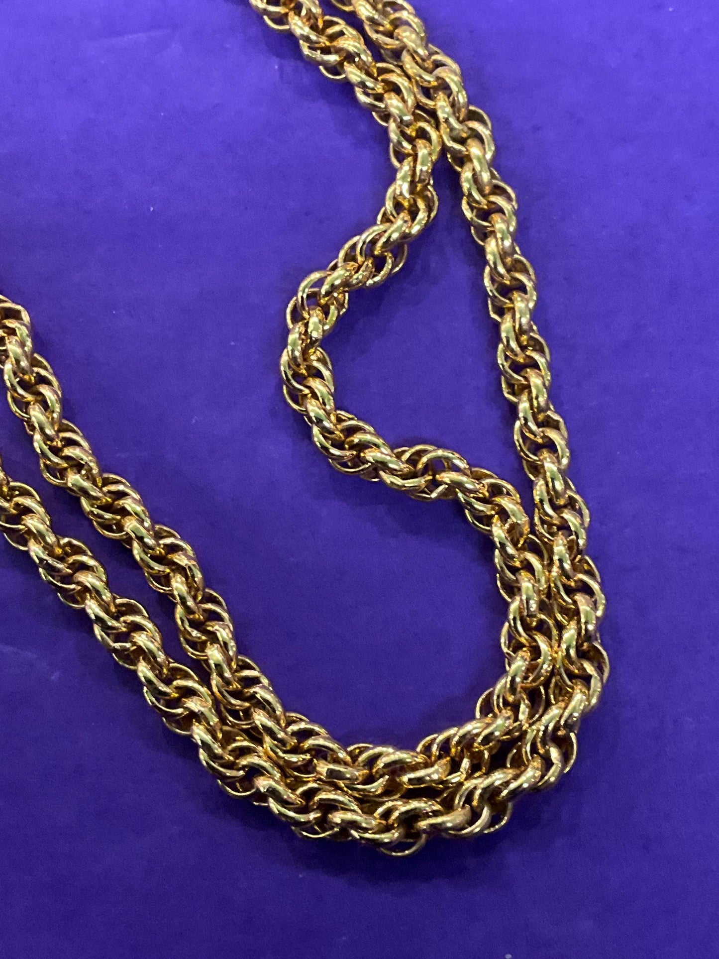 Vintage 1980s MONET long Gold Tone Rope Opera Length Necklace - Sustainable Gift