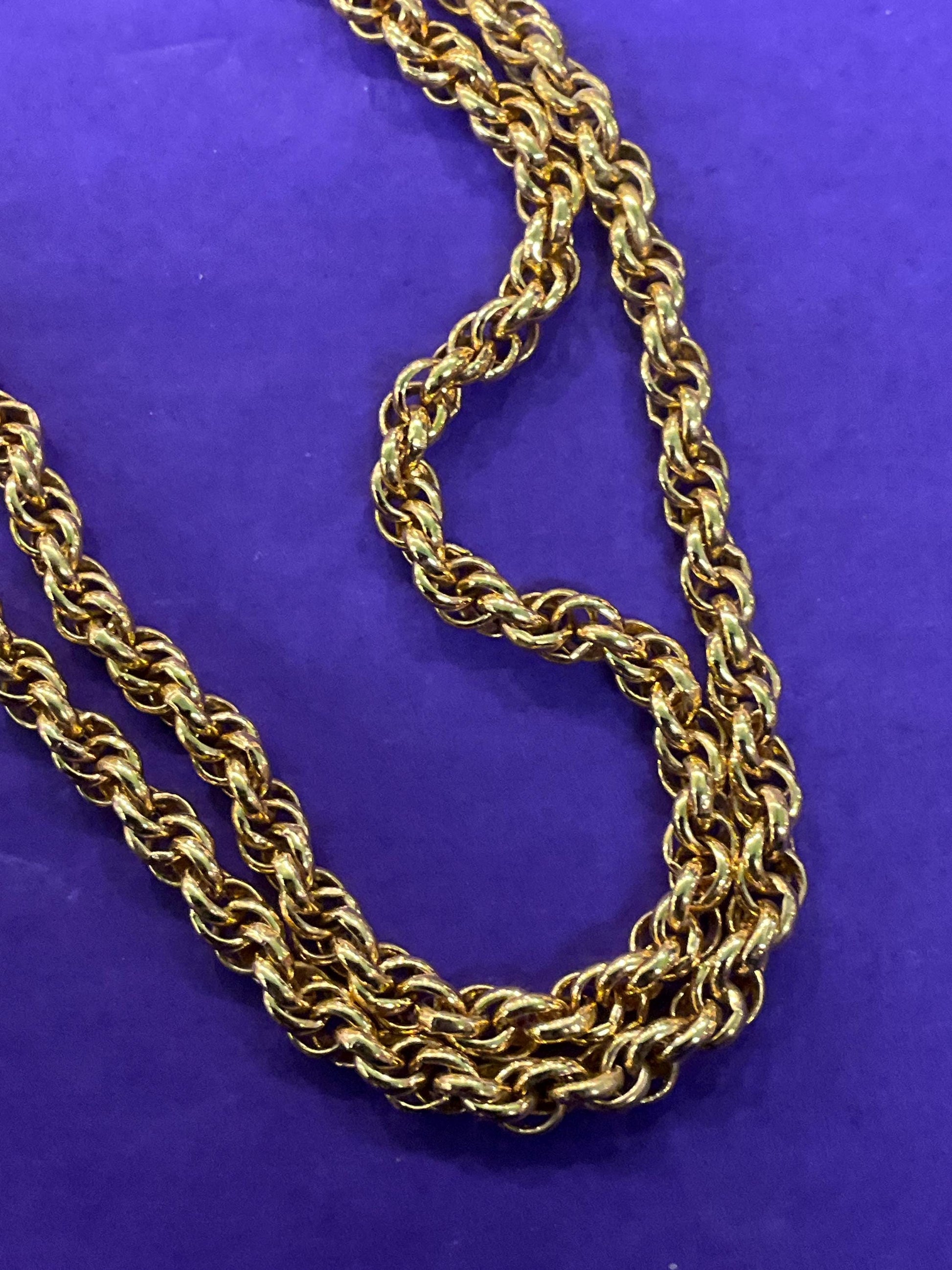 Vintage 1980s MONET long Gold Tone Rope Opera Length Necklace - Sustainable Gift
