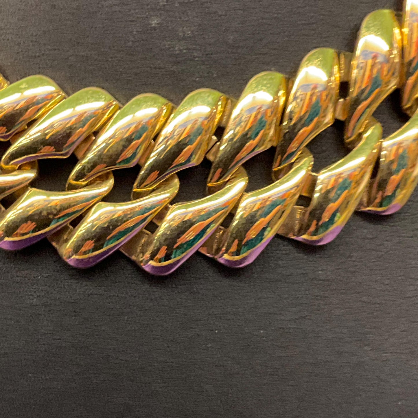 Vintage 1980s MONET Statement Gold Tone Chunky Miami Cuban Link Chain Necklace