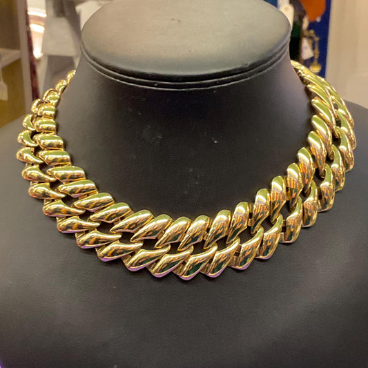 Vintage 1980s MONET Statement Gold Tone Chunky Miami Cuban Link Chain Necklace