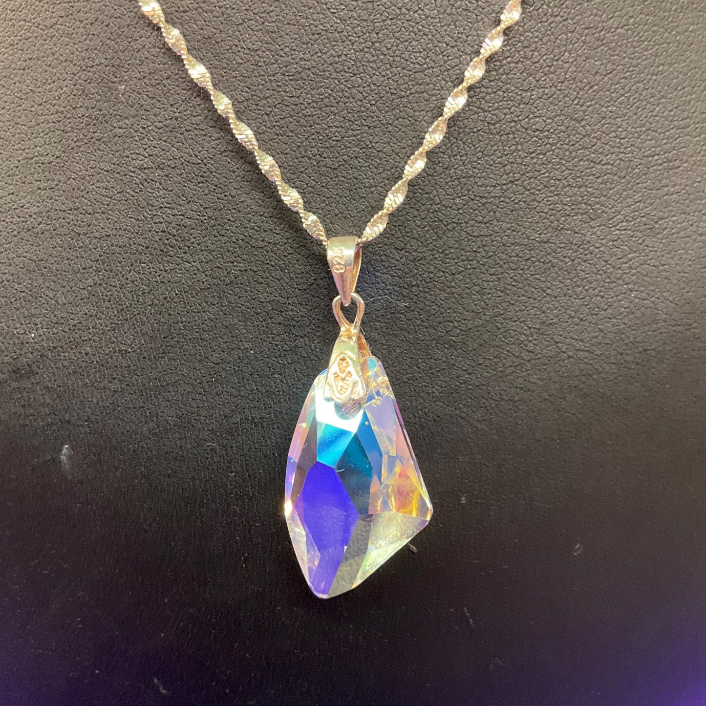 Vintage 1960s/70s Austrian Borealis Crystal and Silver (925) Necklace and Drop Earring Set, original box