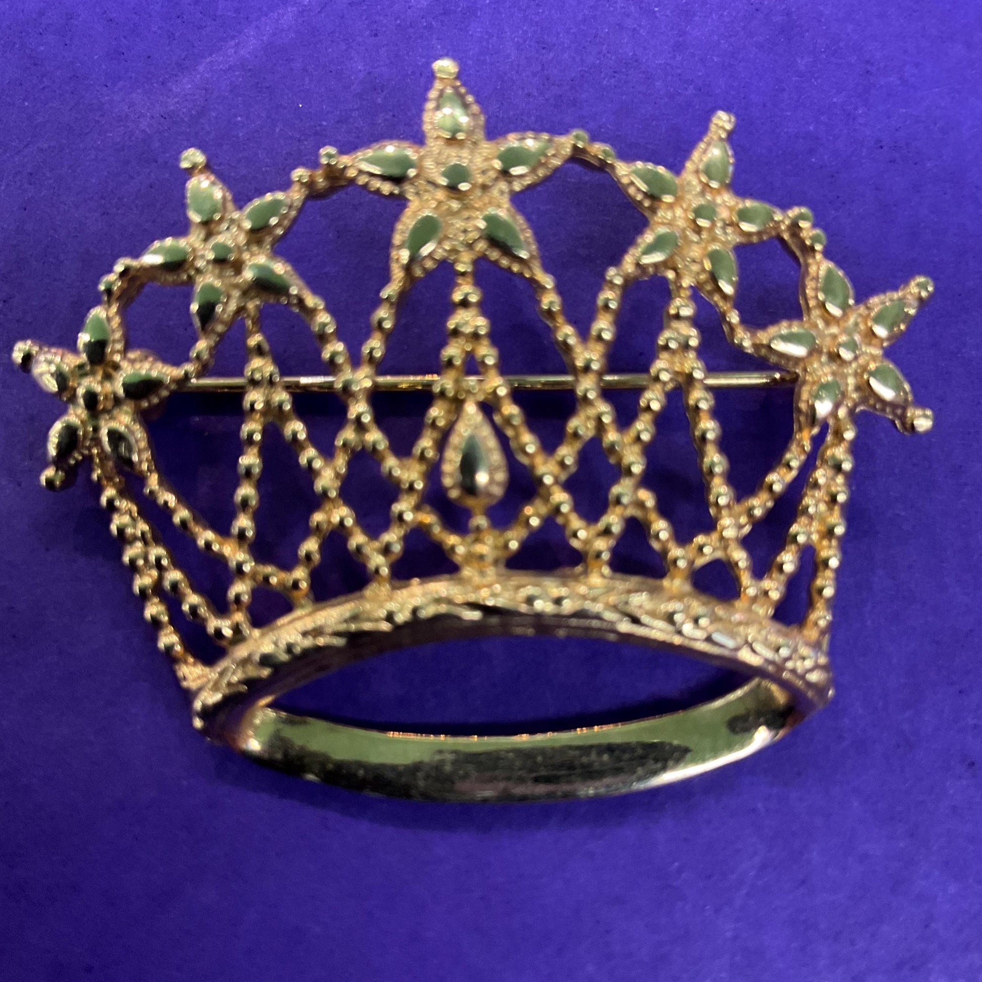 Vintage 1980s Sarah Coventry Gold Tone Filigree Crown Brooch - Sustainable Fashion Gift