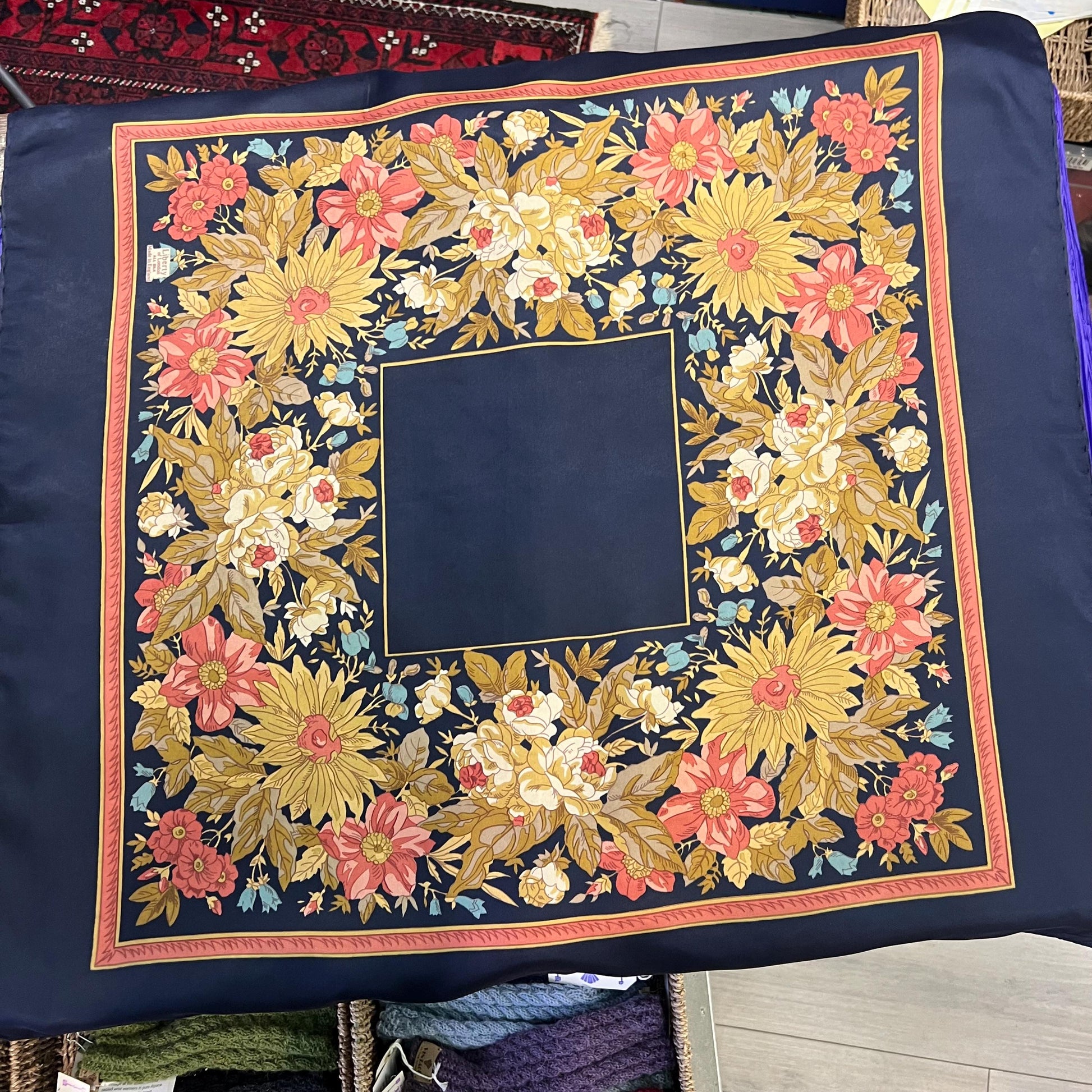 Vintage 1970/80s Pure Silk Floral Scarf by Liberty London - Sustainable Gifting