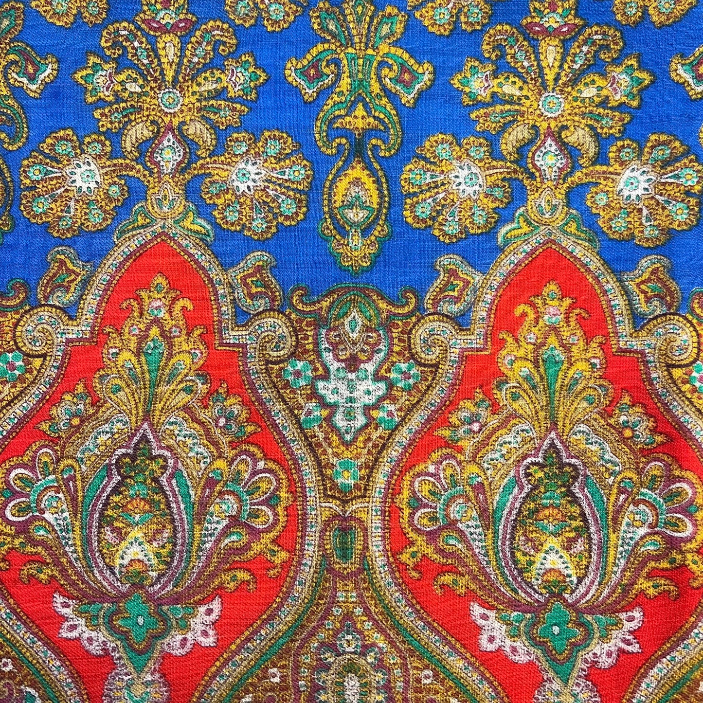 Vintage Gents 1960s Fine Pure Wool Double Sided Paisley Print Fringed Scarf - Sustainable Fashion and Gift