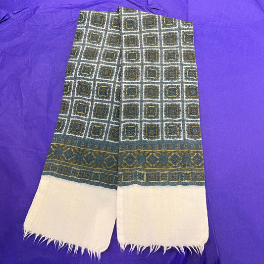 Vintage 1950/60s Gents Narrow Pure Wool Paisley Fringed Scarf - Sustainable Fashion and Gift