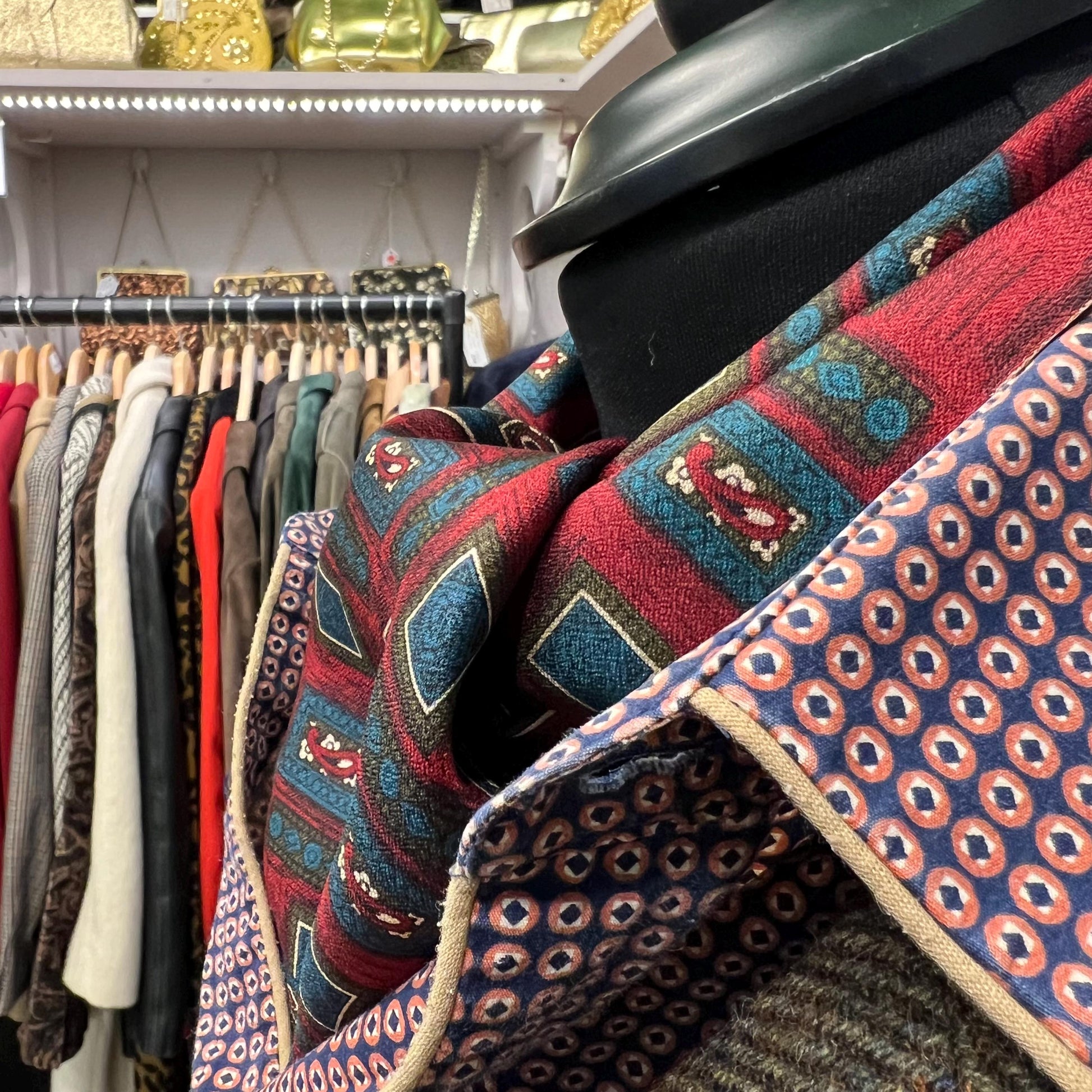 Vintage 1960s Gents Tricel Geometric Paisley Double Sided Fringed Scarf - Sustainable Fashion and Gift