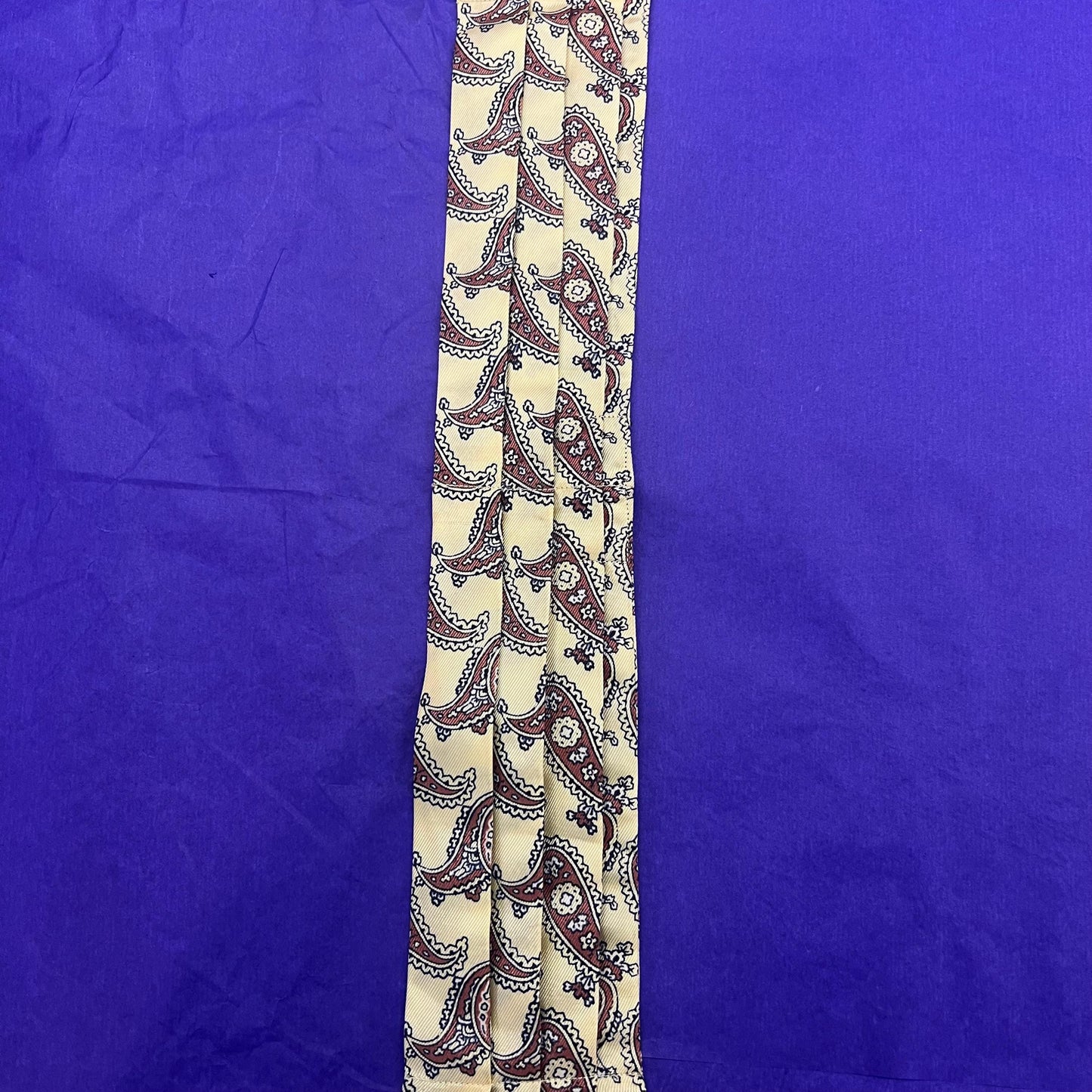 Vintage 1960s SAMMY Rayon Paisley Cravat, Brown and Black onto Pale Gold background - Sustainable Fashion and Gift