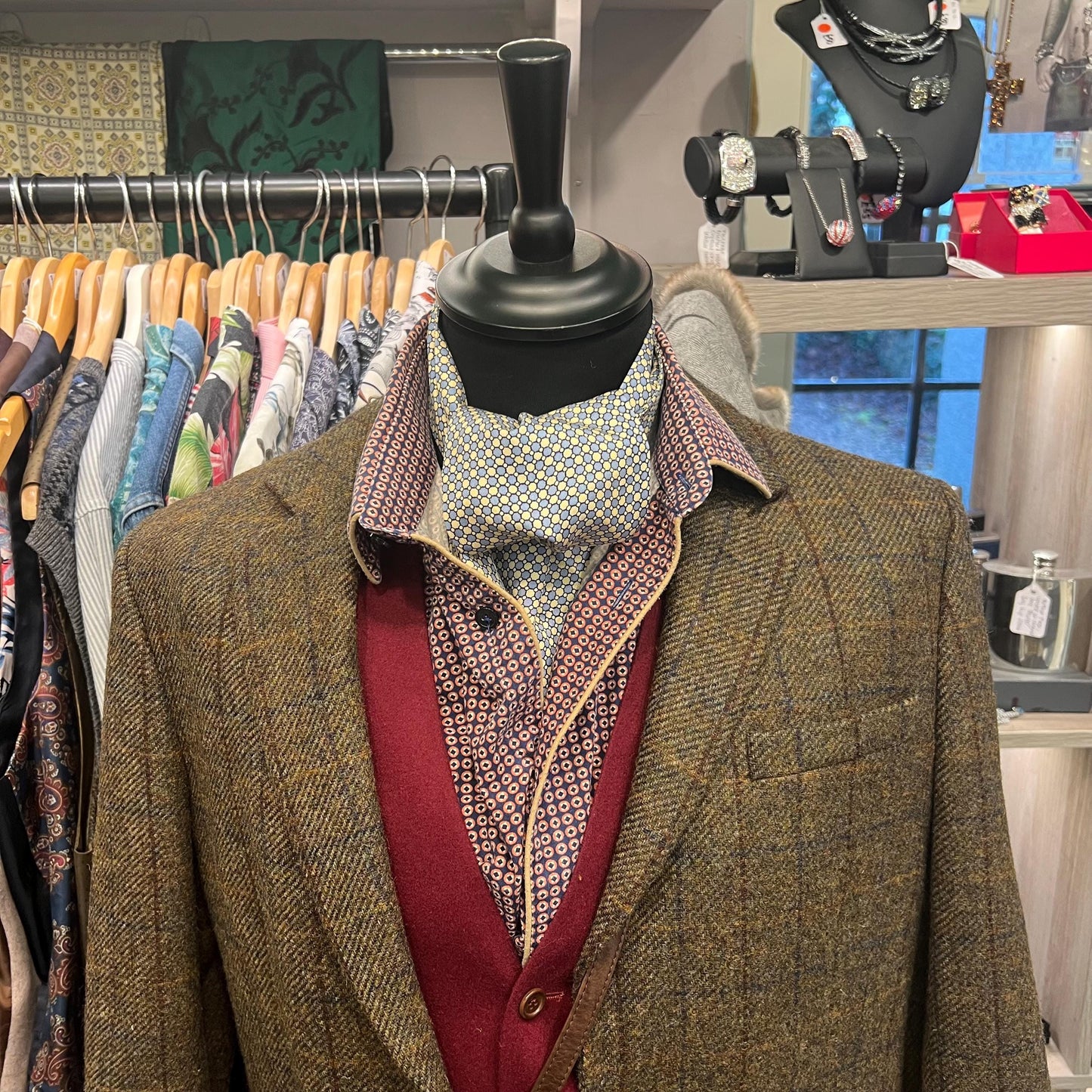 Vintage 1960s Gents Silk Cravat by A. Sulka and Company. Duck Egg Blue and Pale Yellow. Sustainable Fashion and Gift