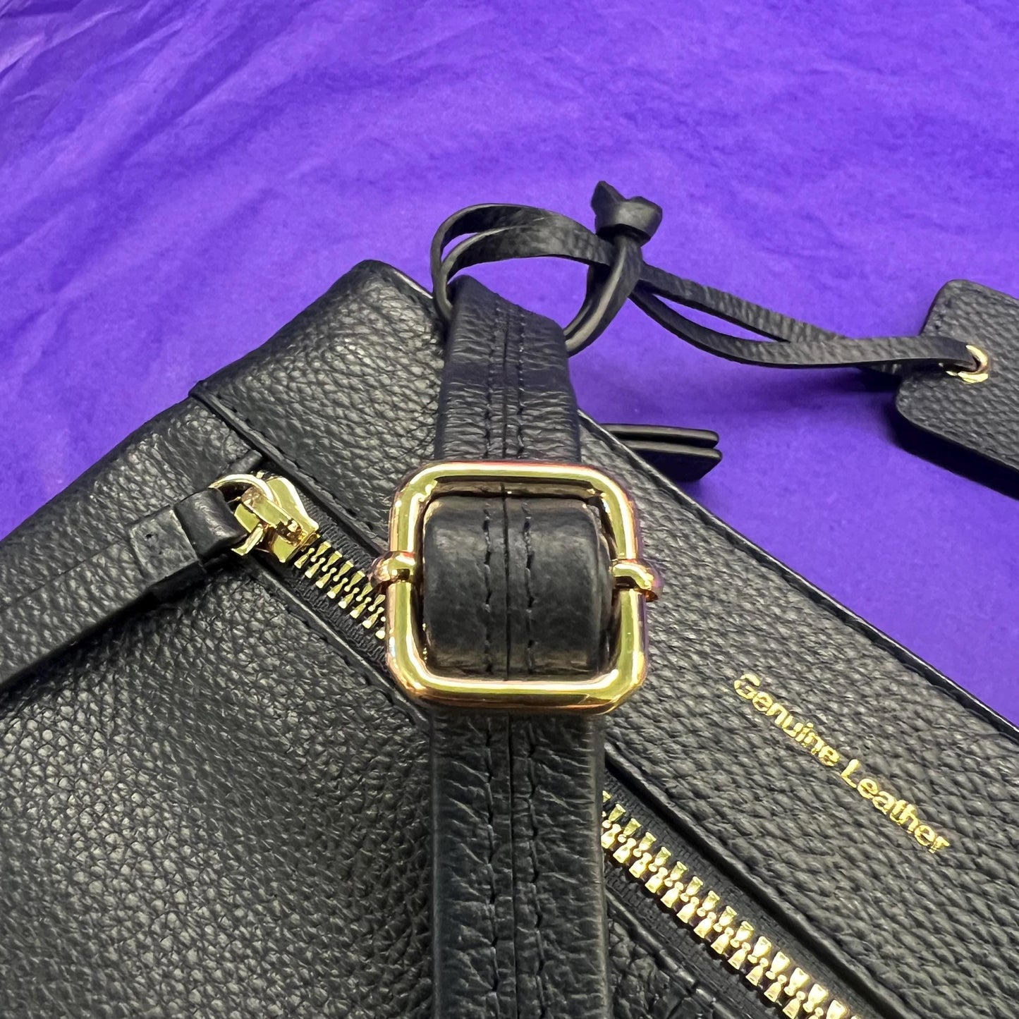 Vintage Ashwood Navy Blue Textured Leather Crossbody / Shoulder Bag - Sustainable Fashion and Gift
