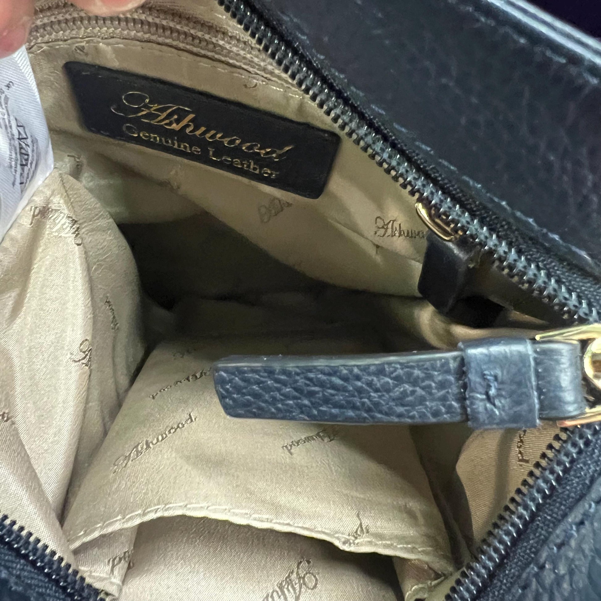 Vintage Ashwood Navy Blue Textured Leather Crossbody / Shoulder Bag - Sustainable Fashion and Gift
