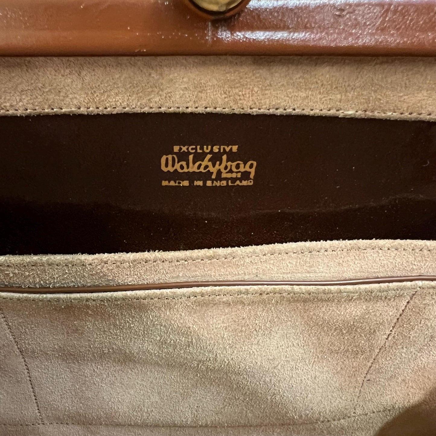 Vintage 1960s Large Chestnut Brown Patent Leather Kelly Style Bag by WALDYBAG, in original box. Sustainable Fashion and Gift