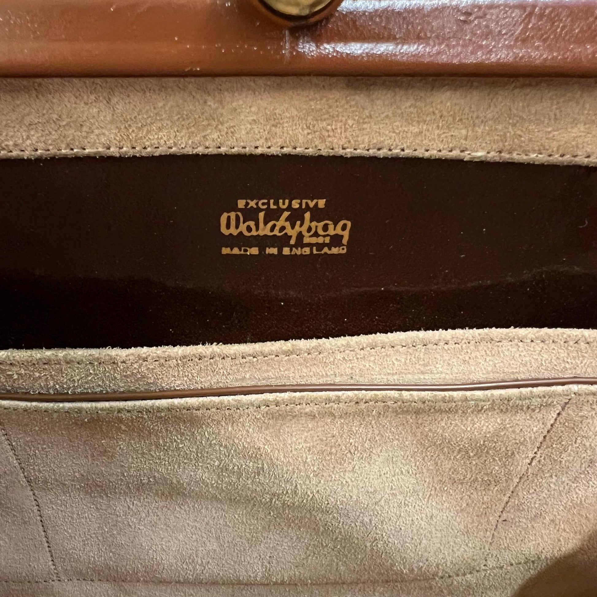 Vintage 1960s Large Chestnut Brown Patent Leather Kelly Style Bag by WALDYBAG, in original box. Sustainable Fashion and Gift