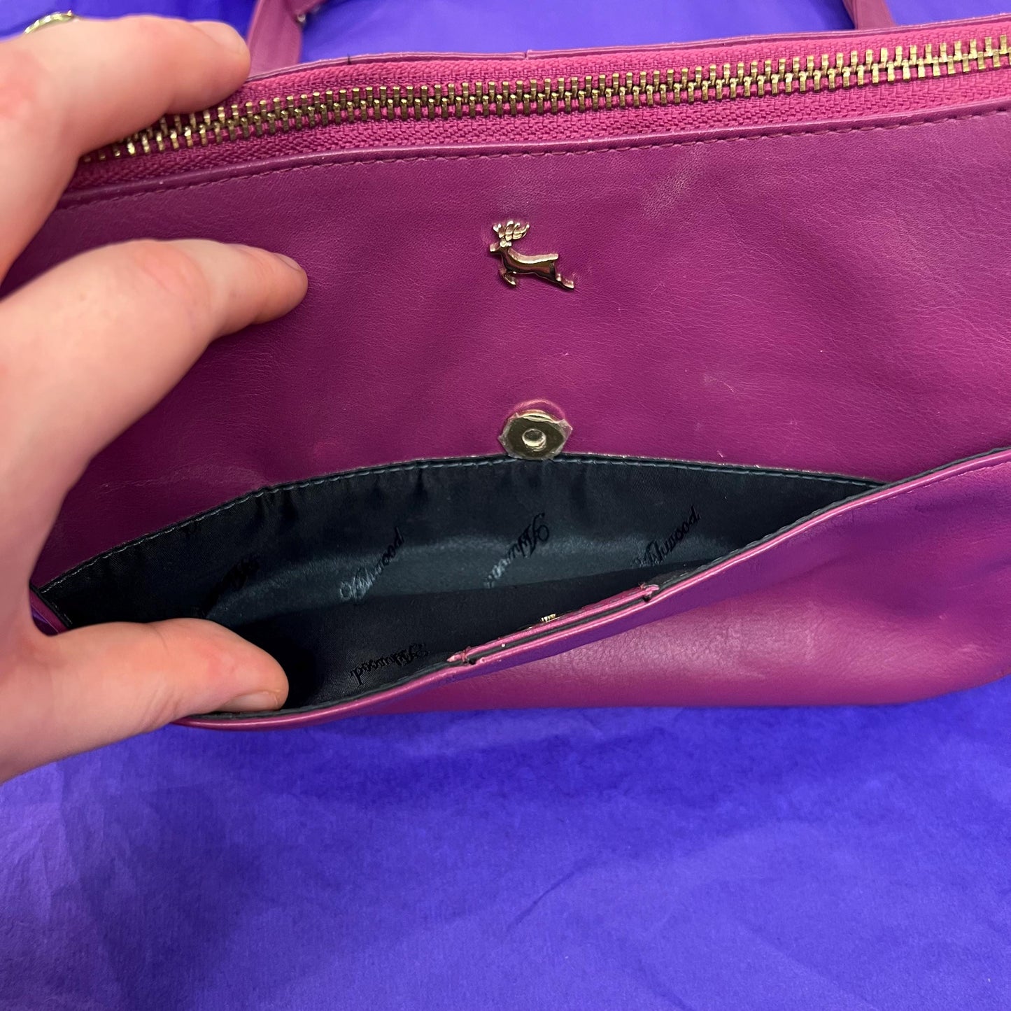 Vintage Ashwood Fuchsia Pink Leather Small Shoulder / Crossbody Bag - Sustainable Gift and Fashion