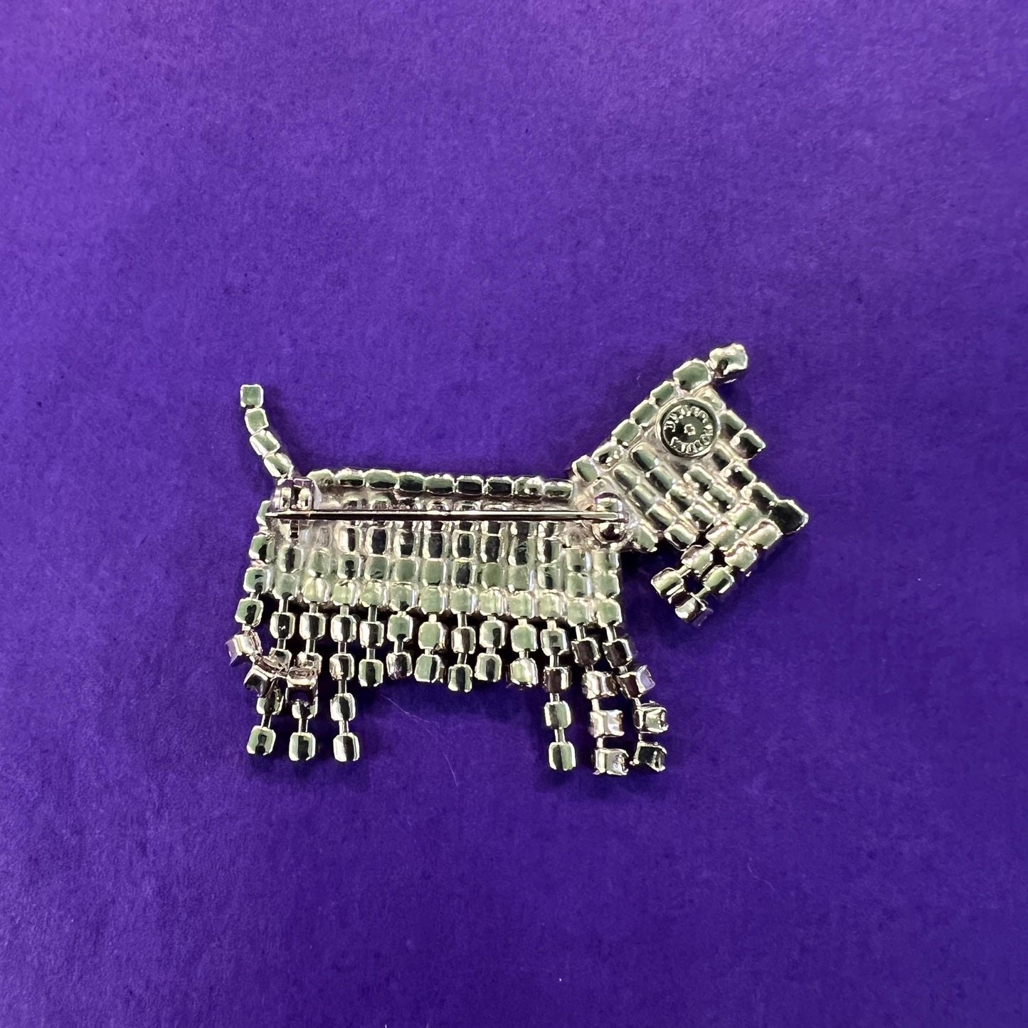 Vintage Butler and Wilson Art Deco Style Crystal Scottie Dog Brooch, silver tone and rhinestones