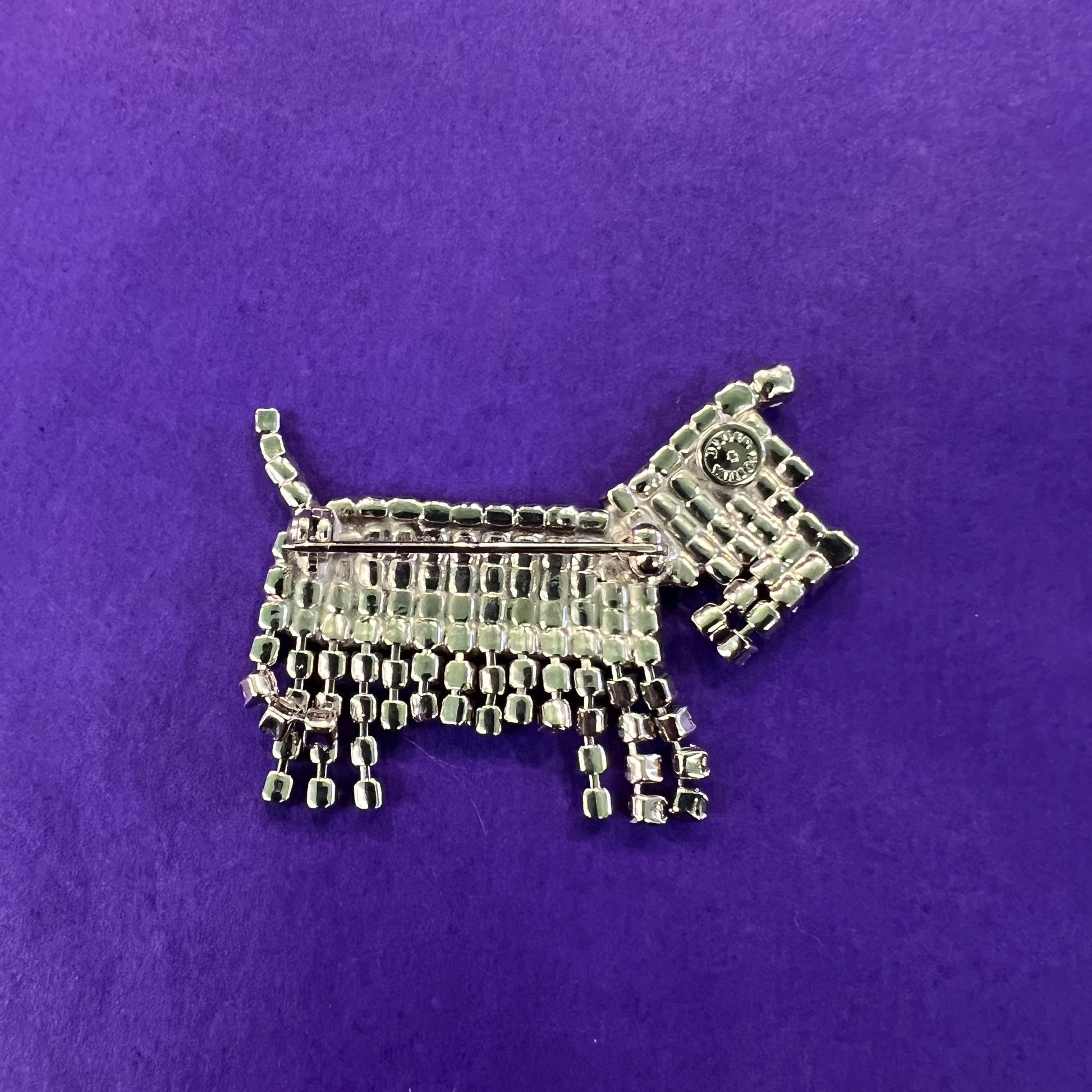 Vintage Butler and Wilson Art Deco Style Crystal Scottie Dog Brooch, silver tone and rhinestones