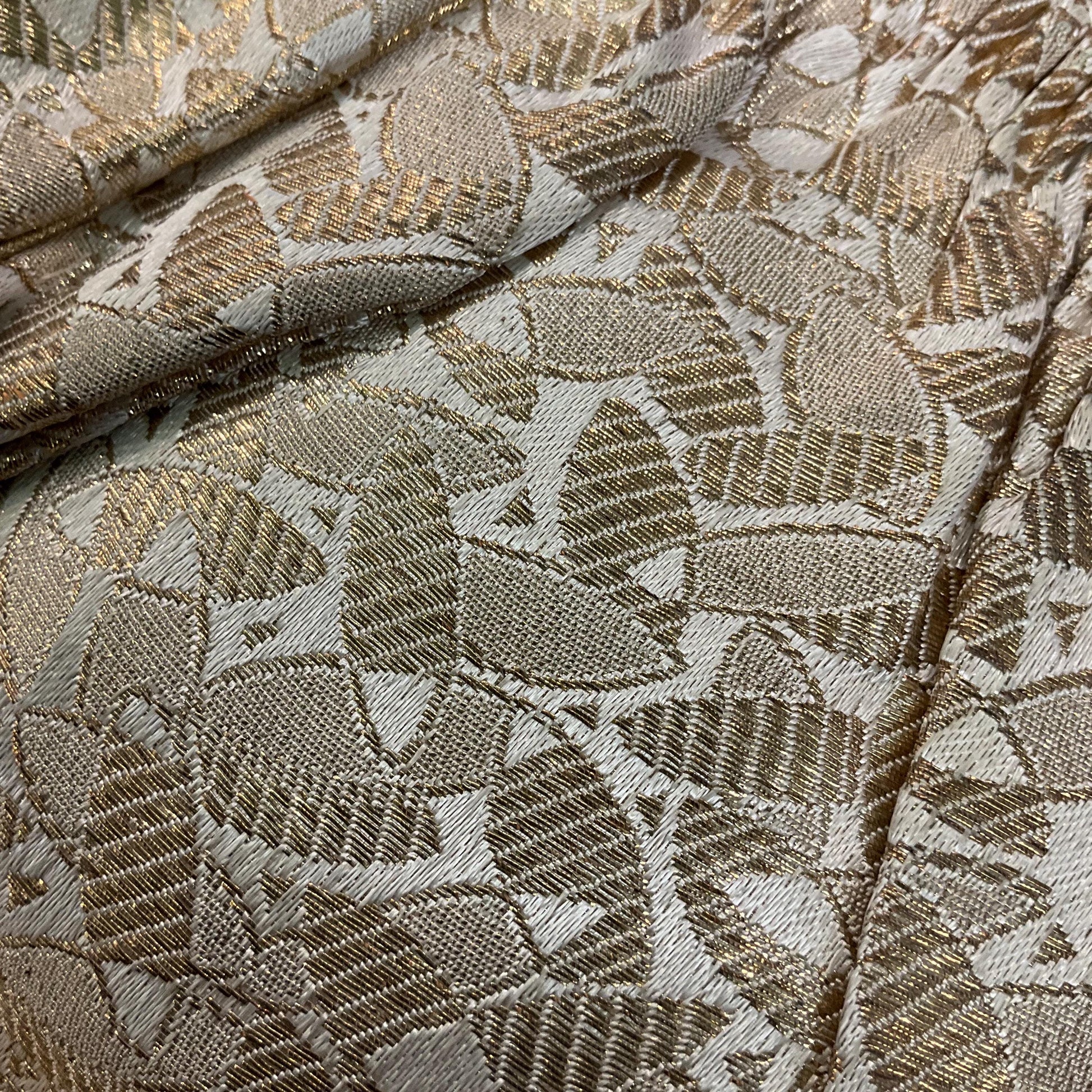 Vintage 1930s/40s French Gold and Ivory Brocade Evening Bag with Silver crystals