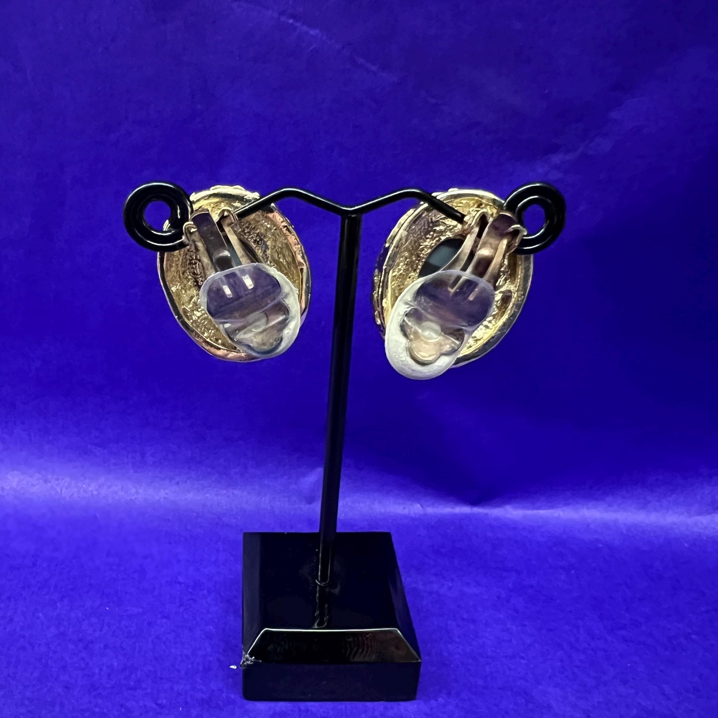 Vintage Butler and Wilson Large Crystal Clip on Earrings, gold tone with crystal and rhinestones