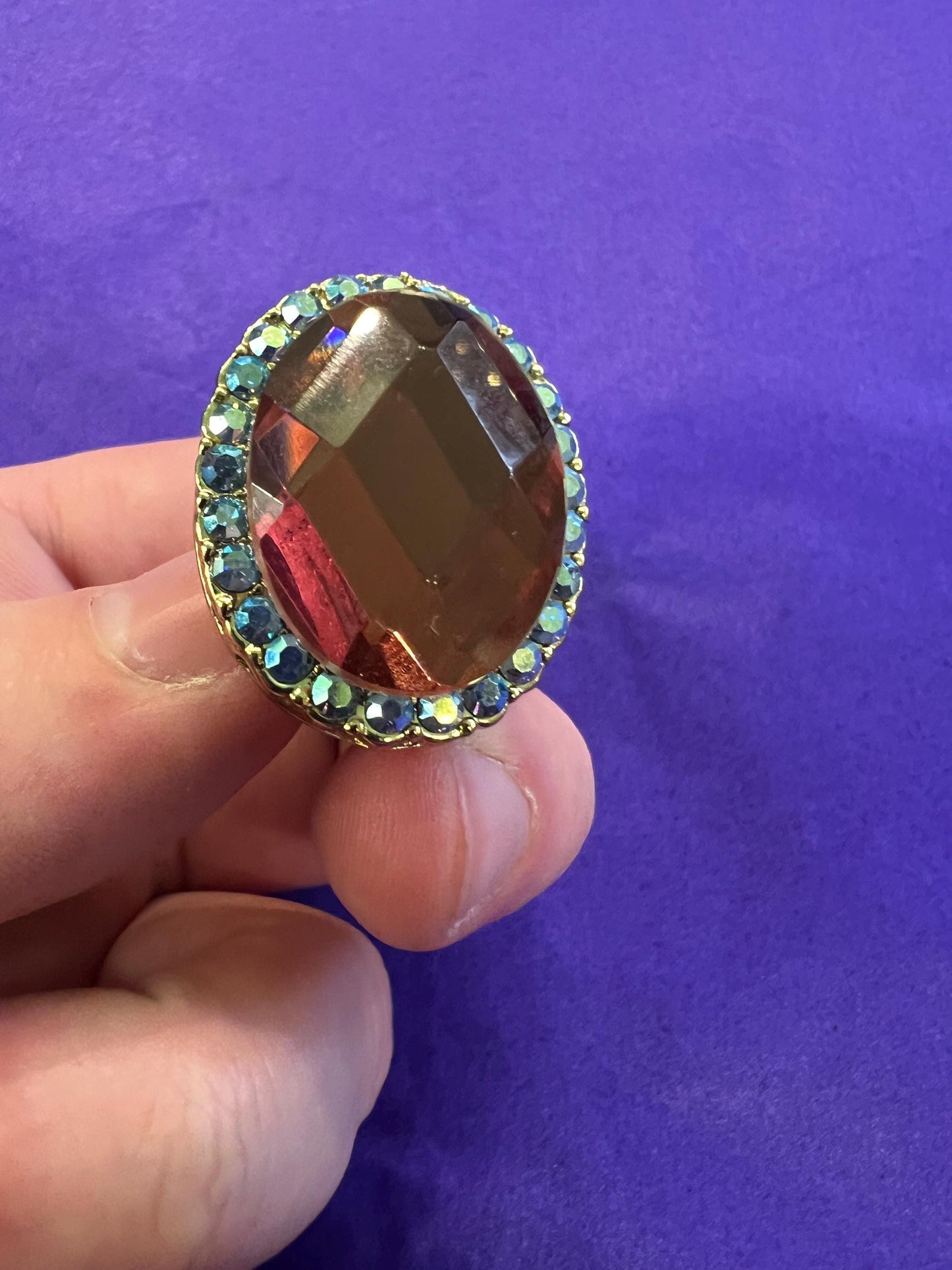 Vintage Butler and Wilson Large Crystal Clip on Earrings, gold tone with crystal and rhinestones