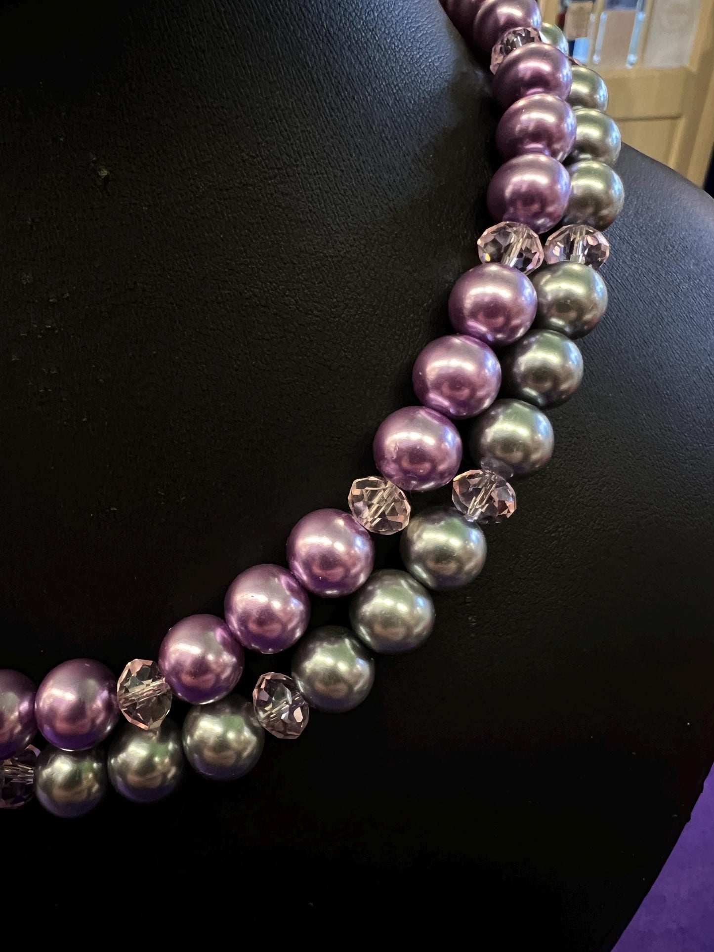 Vintage Butler and Wilson Faux Pearl and Crystal Asymmetric Floral Necklace, With Crystal Flowers - matching bracelet available separately