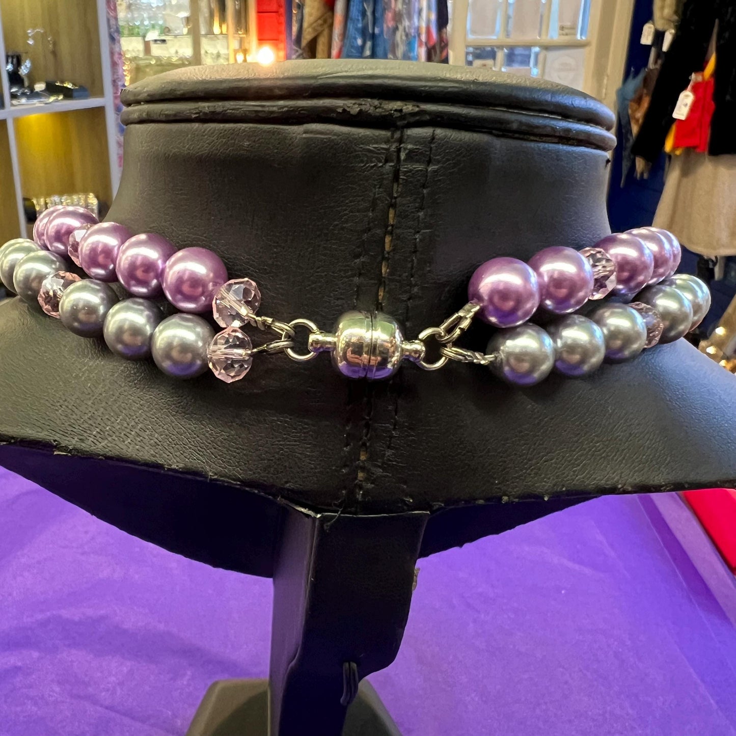 Vintage Butler and Wilson Faux Pearl and Crystal Asymmetric Floral Necklace, With Crystal Flowers - matching bracelet available separately