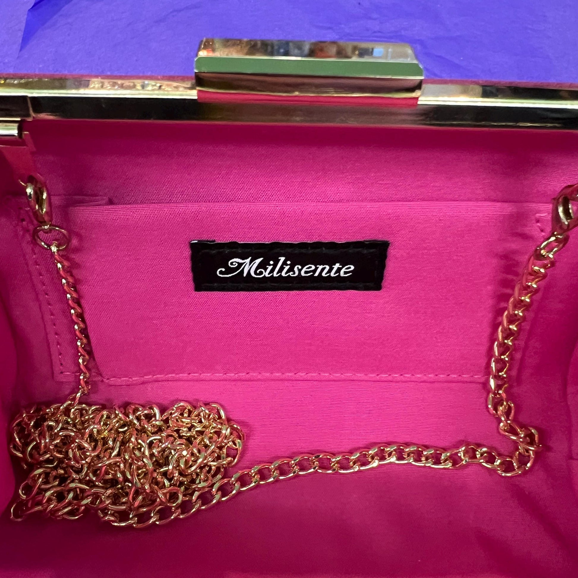 Vintage Pink and Silver Bejewelled Lurex Box Clutch Hand or Shoulder Bag by MILISENTE