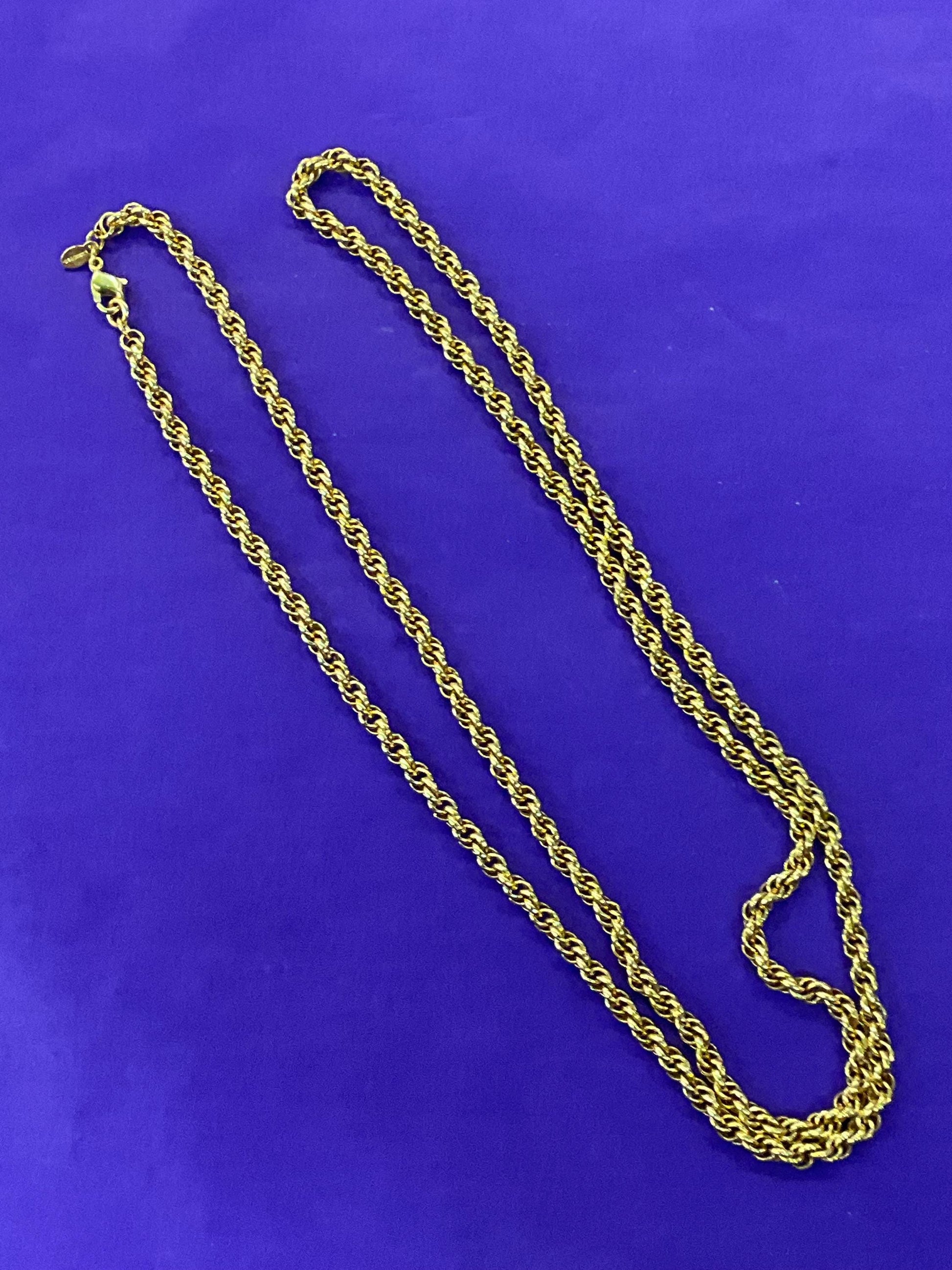 Vintage 1980s MONET long Gold Tone Rope Opera Length Necklace - Sustainable Gift