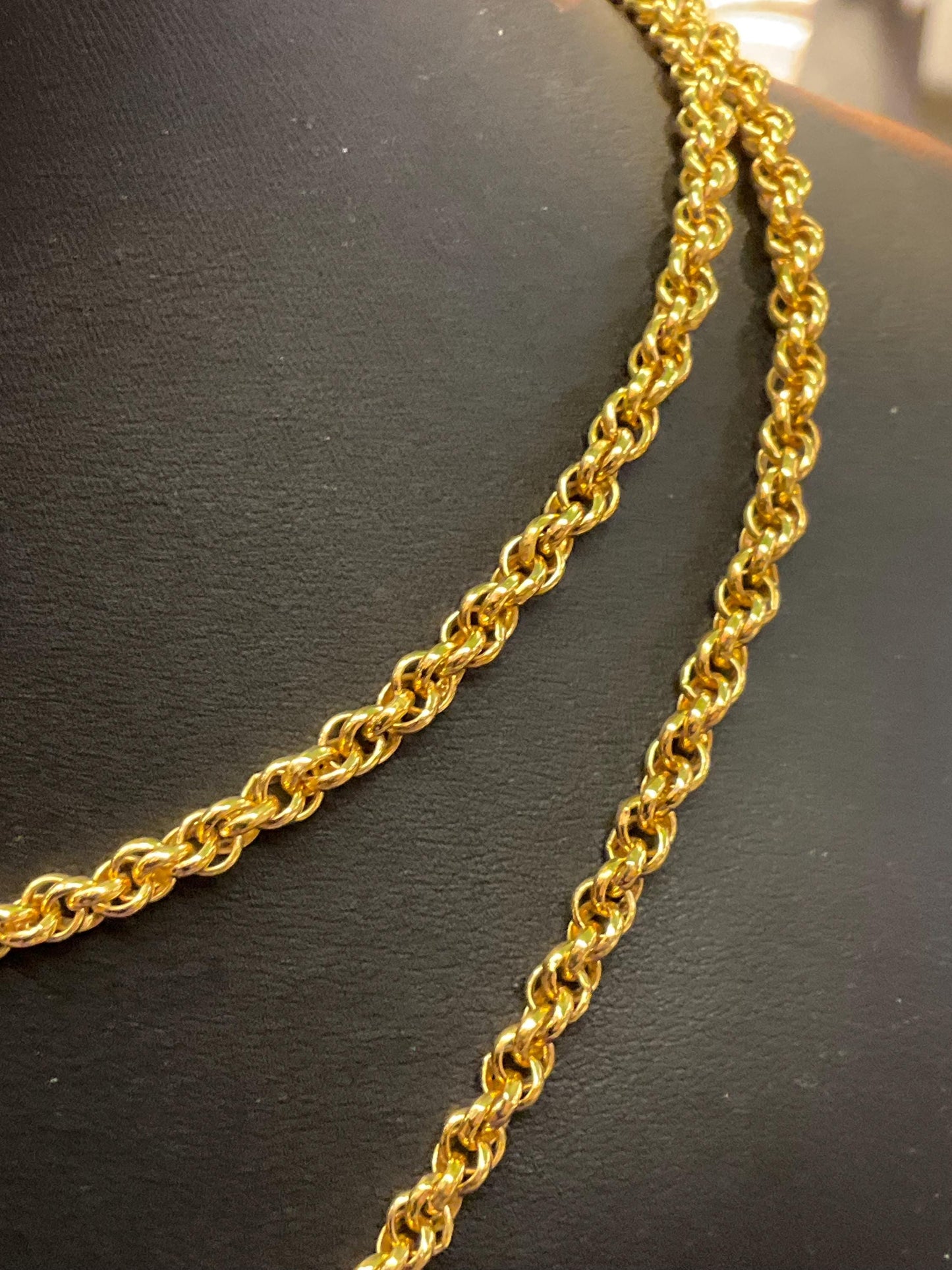 Vintage 1980s MONET long Gold Tone Rope Opera Length Necklace - Sustainable Gift