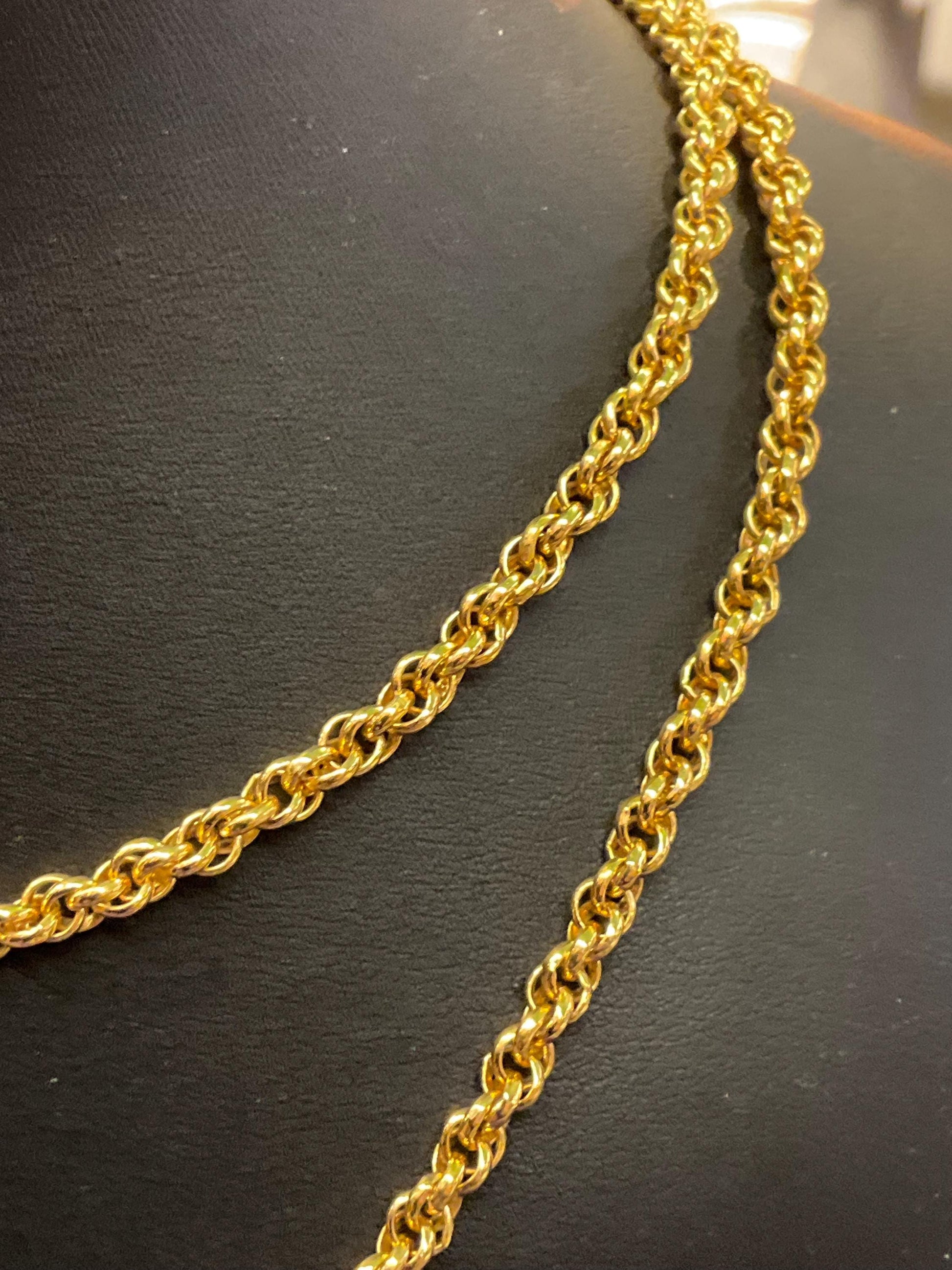 Vintage 1980s MONET long Gold Tone Rope Opera Length Necklace - Sustainable Gift