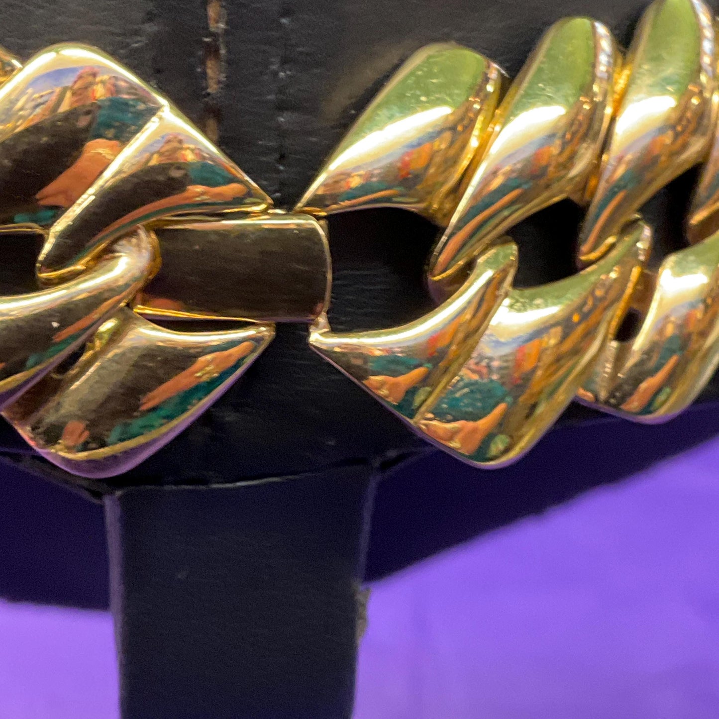 Vintage 1980s MONET Statement Gold Tone Chunky Miami Cuban Link Chain Necklace