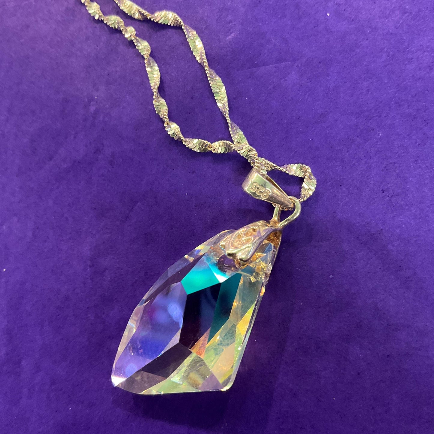 Vintage 1960s/70s Austrian Borealis Crystal and Silver (925) Necklace and Drop Earring Set, original box